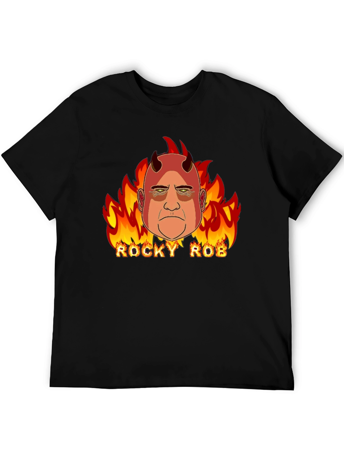 Rocky Rob Devil Flame Graphic Black T-Shirt - 5