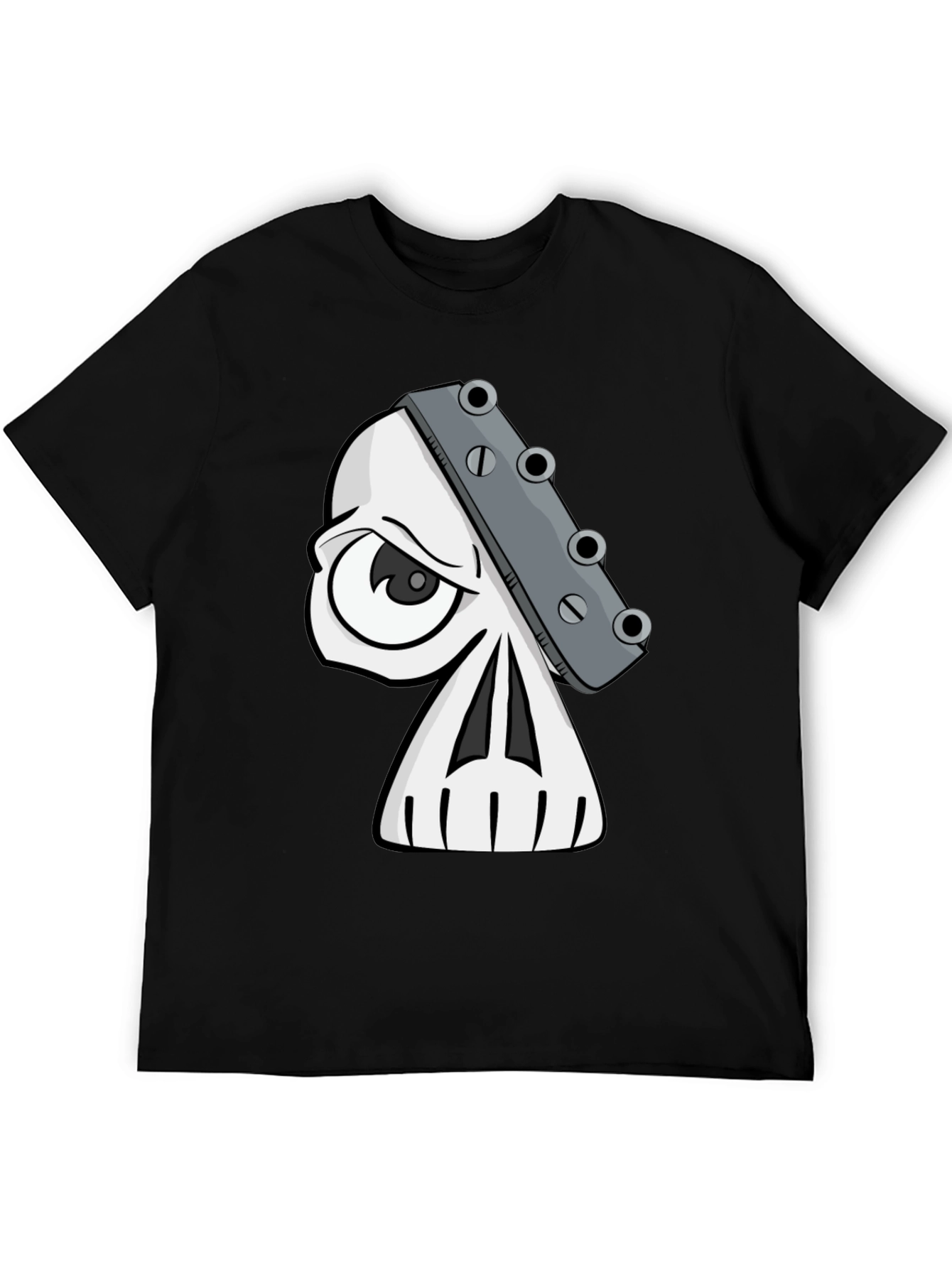 Black Skull Guitar Headstock Graphic T-Shirt view 5