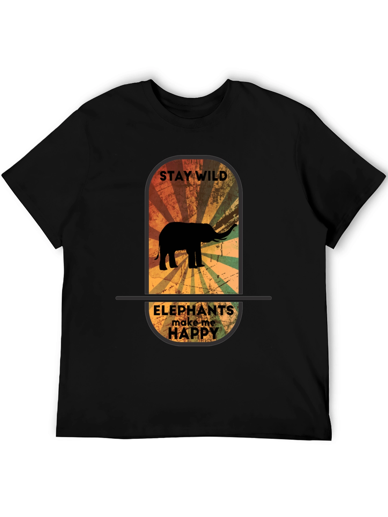 Stay Wild Elephant Graphic Tee - Unisex Black T-Shirt - 5