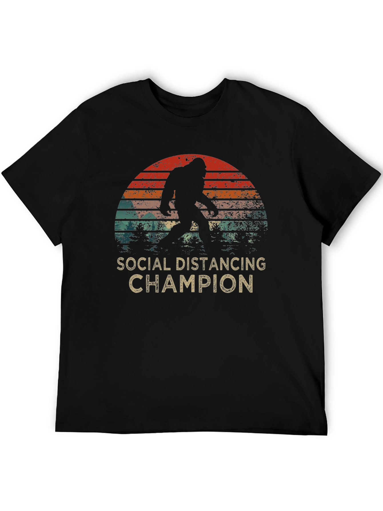 Black Social Distancing Champion Bigfoot T-Shirt view 5