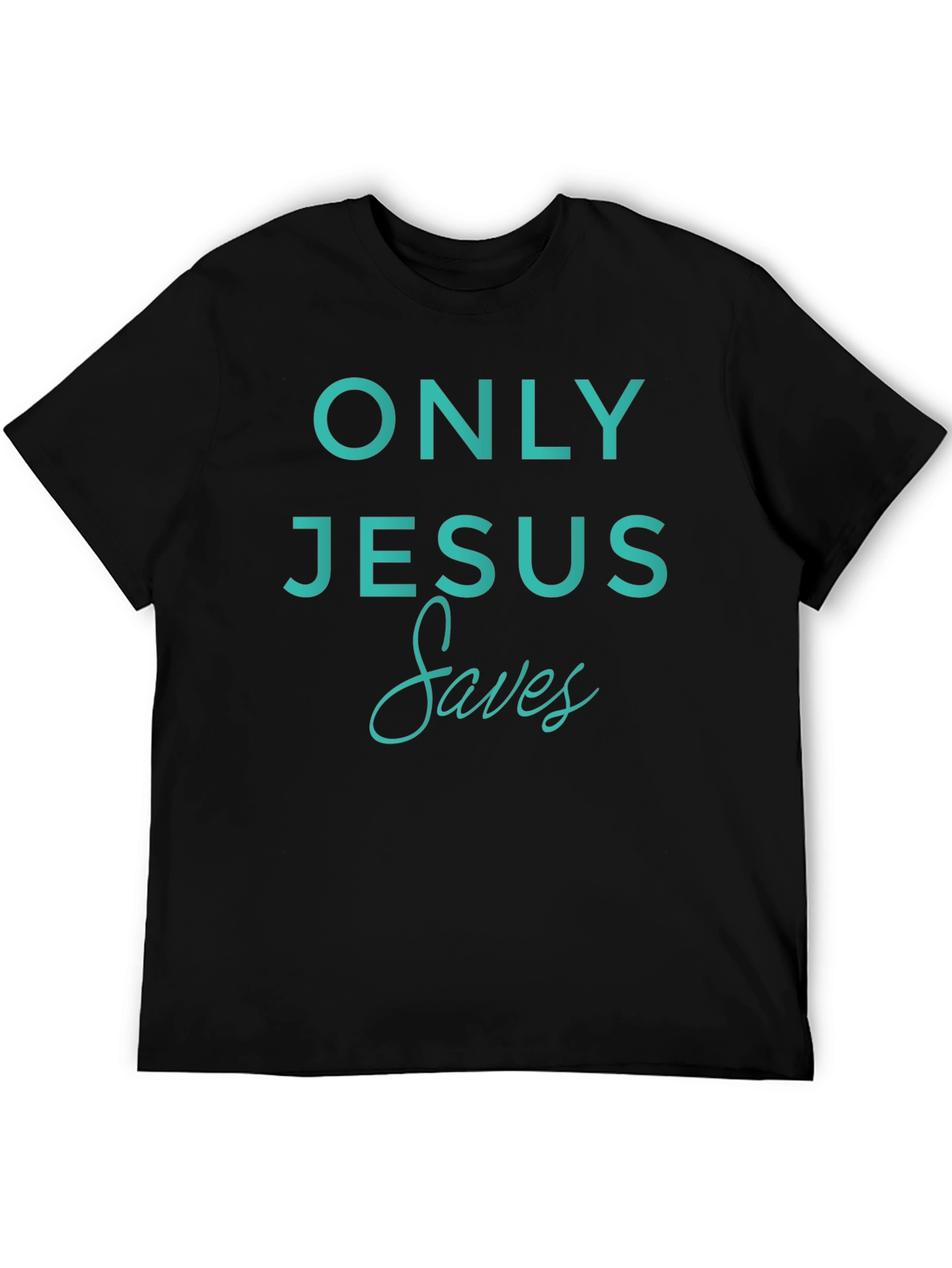 Black Only Jesus Saves T-Shirt - Religious Tee view 5