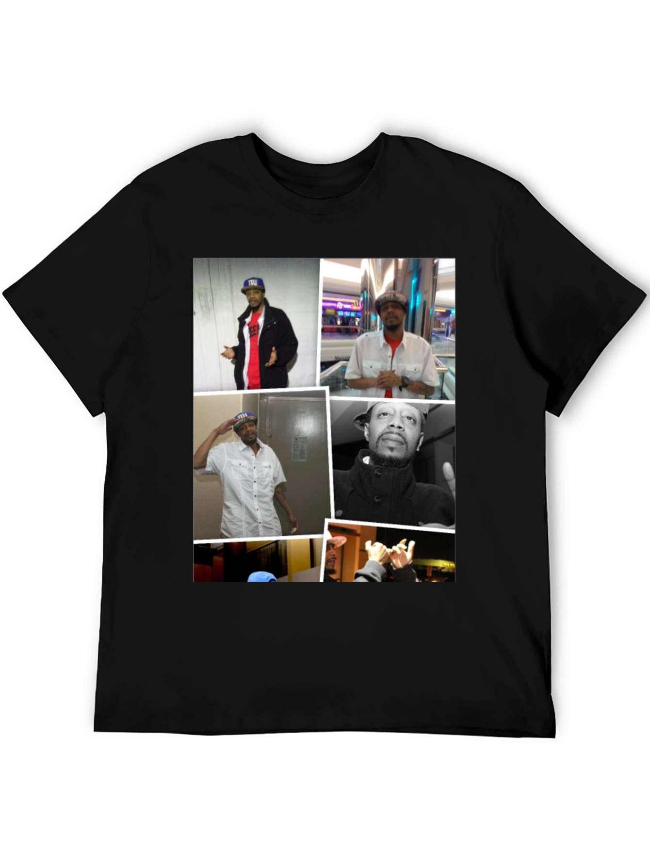 Black Black T-Shirt with Man Collage view 5