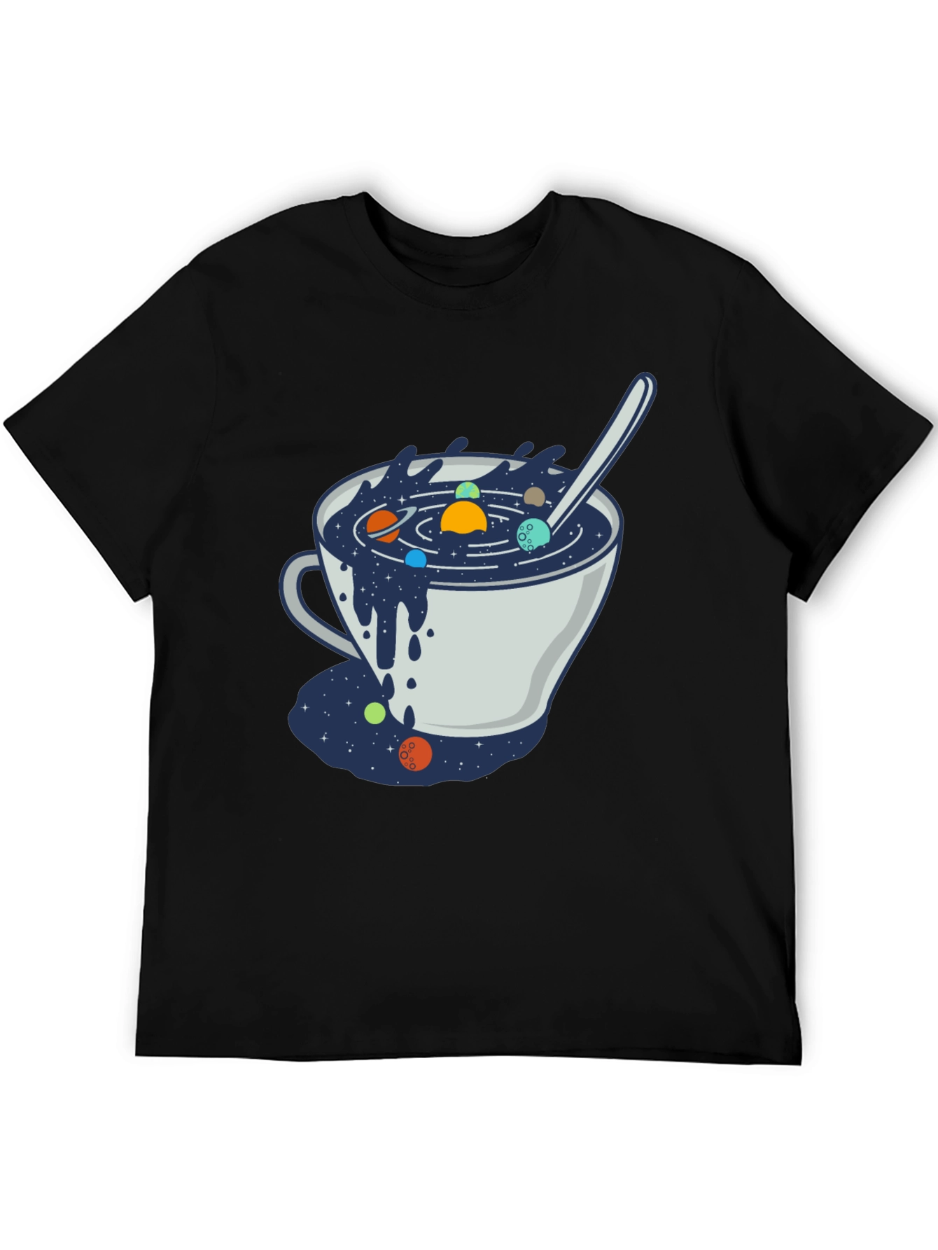 Black Cosmic Soup T-Shirt - Unique Space Design view 5