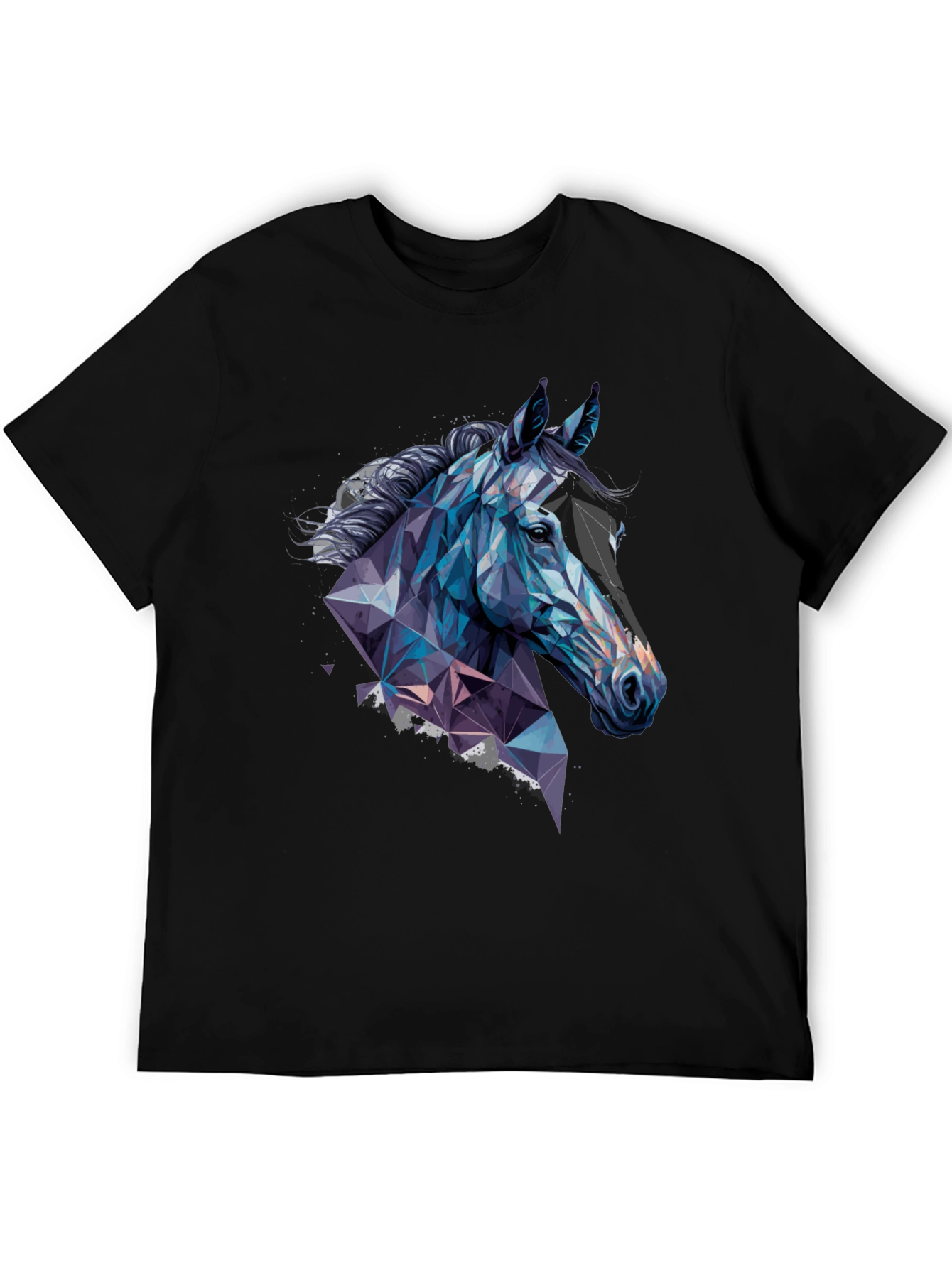 Black Geometric Horse Graphic Tee view 5