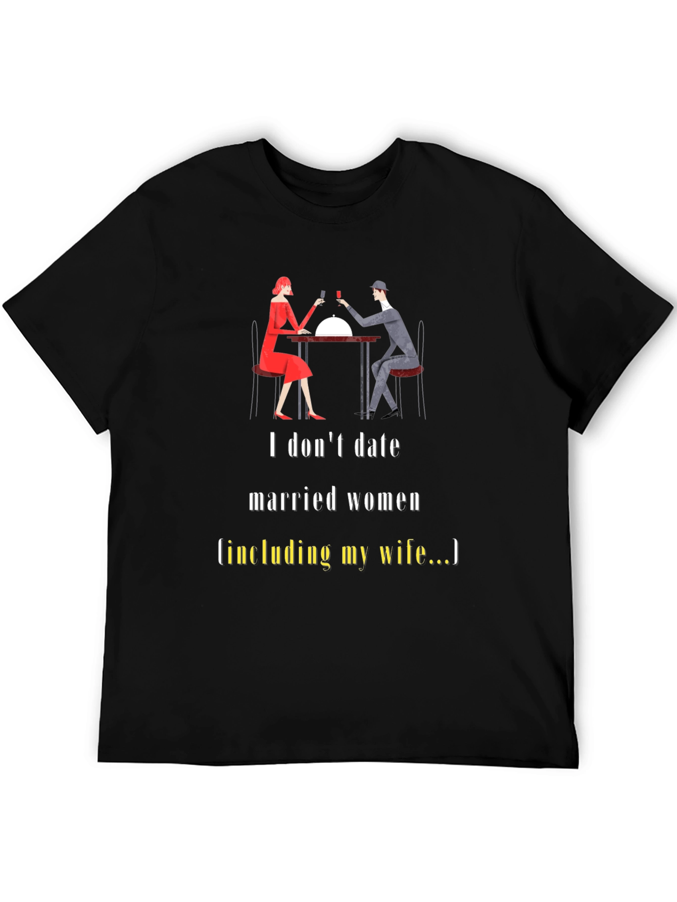Black Humorous "I Don't Date Married Women" Graphic Tee view 5