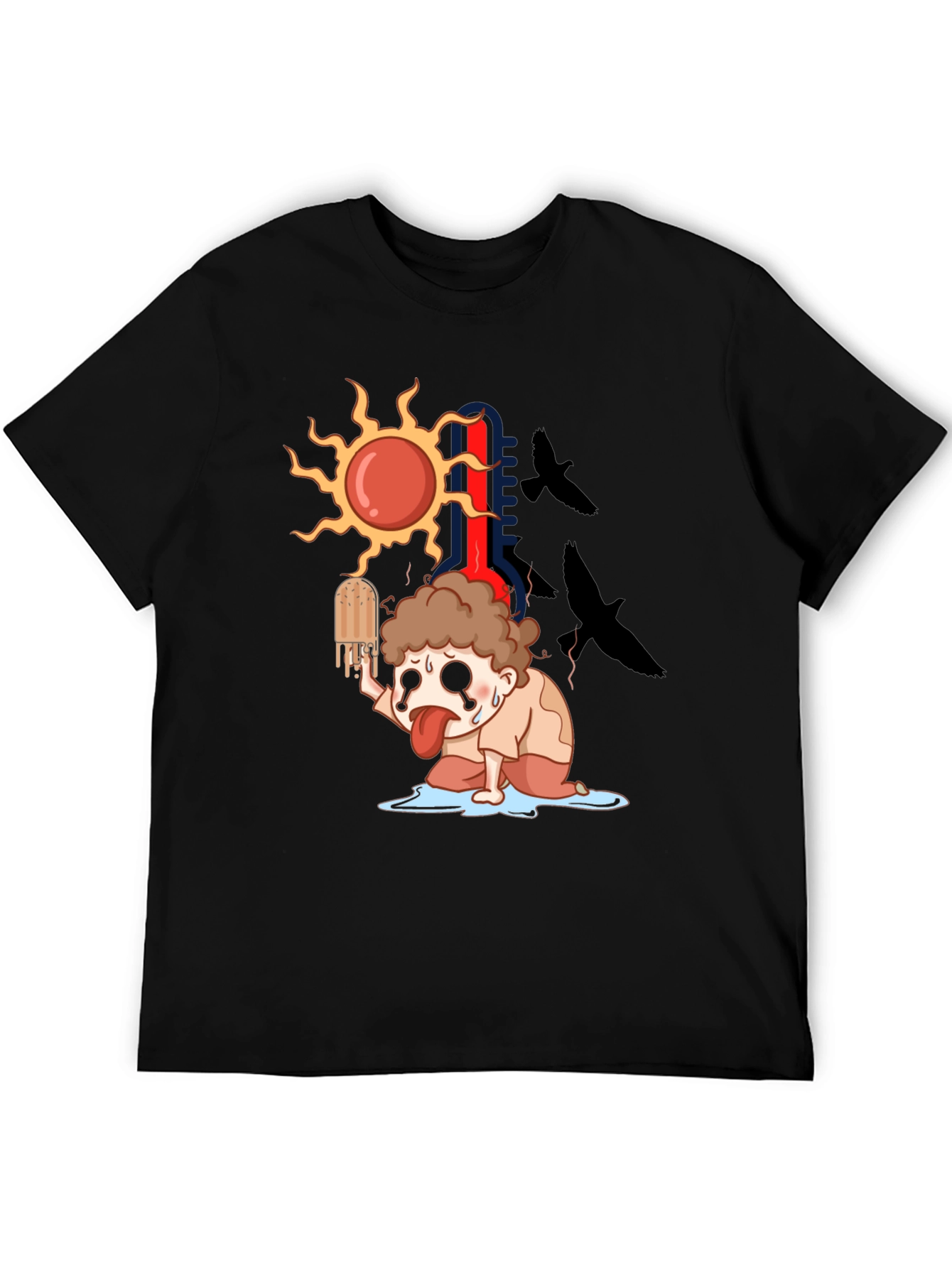 Black Cartoon Graphic Tee - Summer Heat T-Shirt view 5