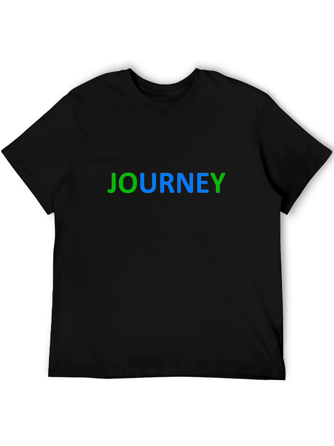 Black Journey T-Shirt - Green & Blue Lettering, Black Cotton Tee view 5
