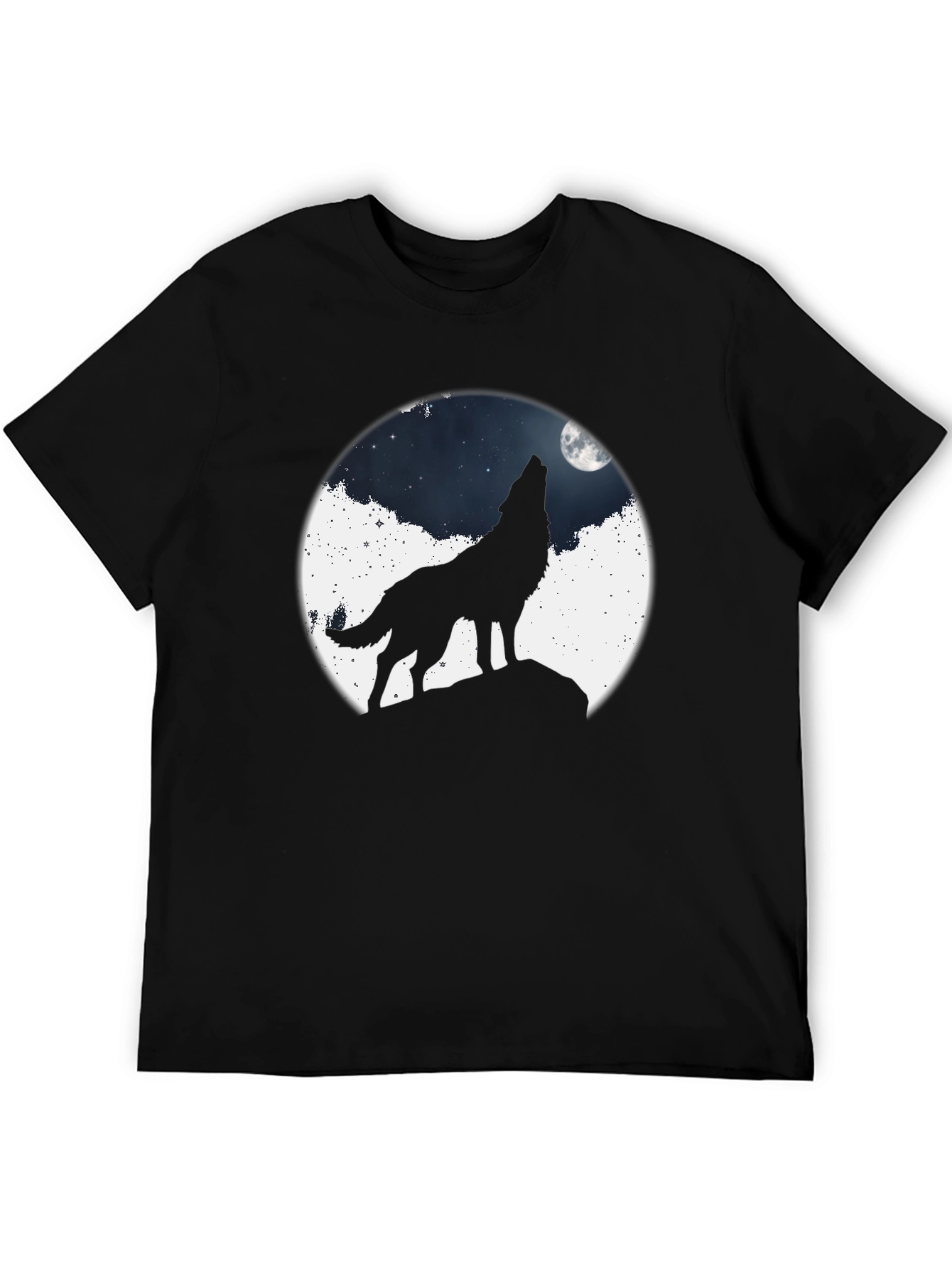Black Wolf Howling at Moon Graphic T-Shirt view 5