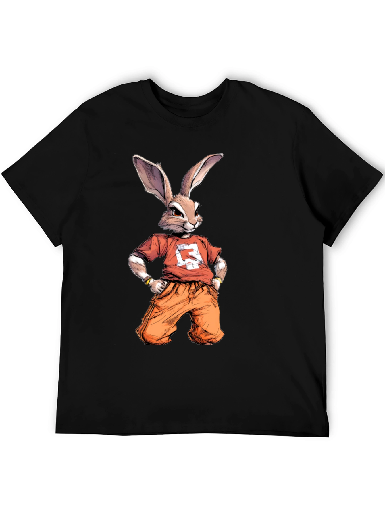 Black Cool Rabbit Graphic T-Shirt - Urban Streetwear Style view 5