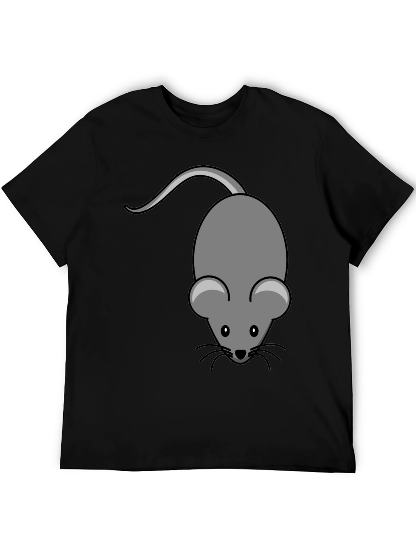 Black Cute Mouse Graphic Tee - Unisex Black T-Shirt view 5