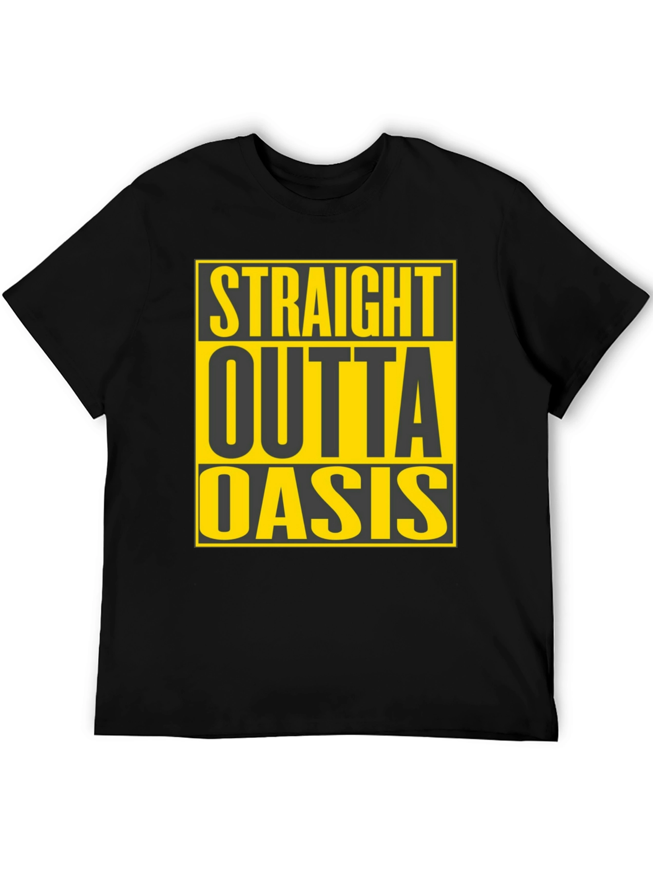Black Straight Outta Oasis T-Shirt - Black Crew Neck Tee view 5
