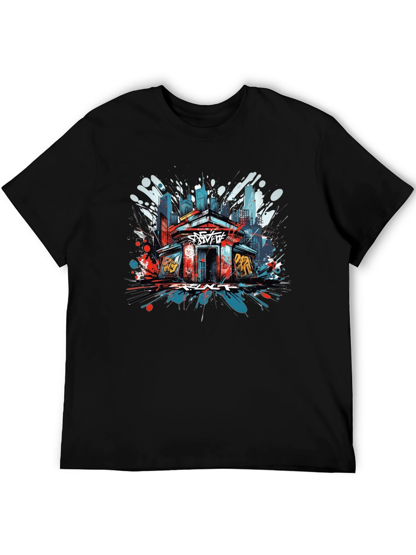 Black Urban Graffiti Art T-Shirt view 5