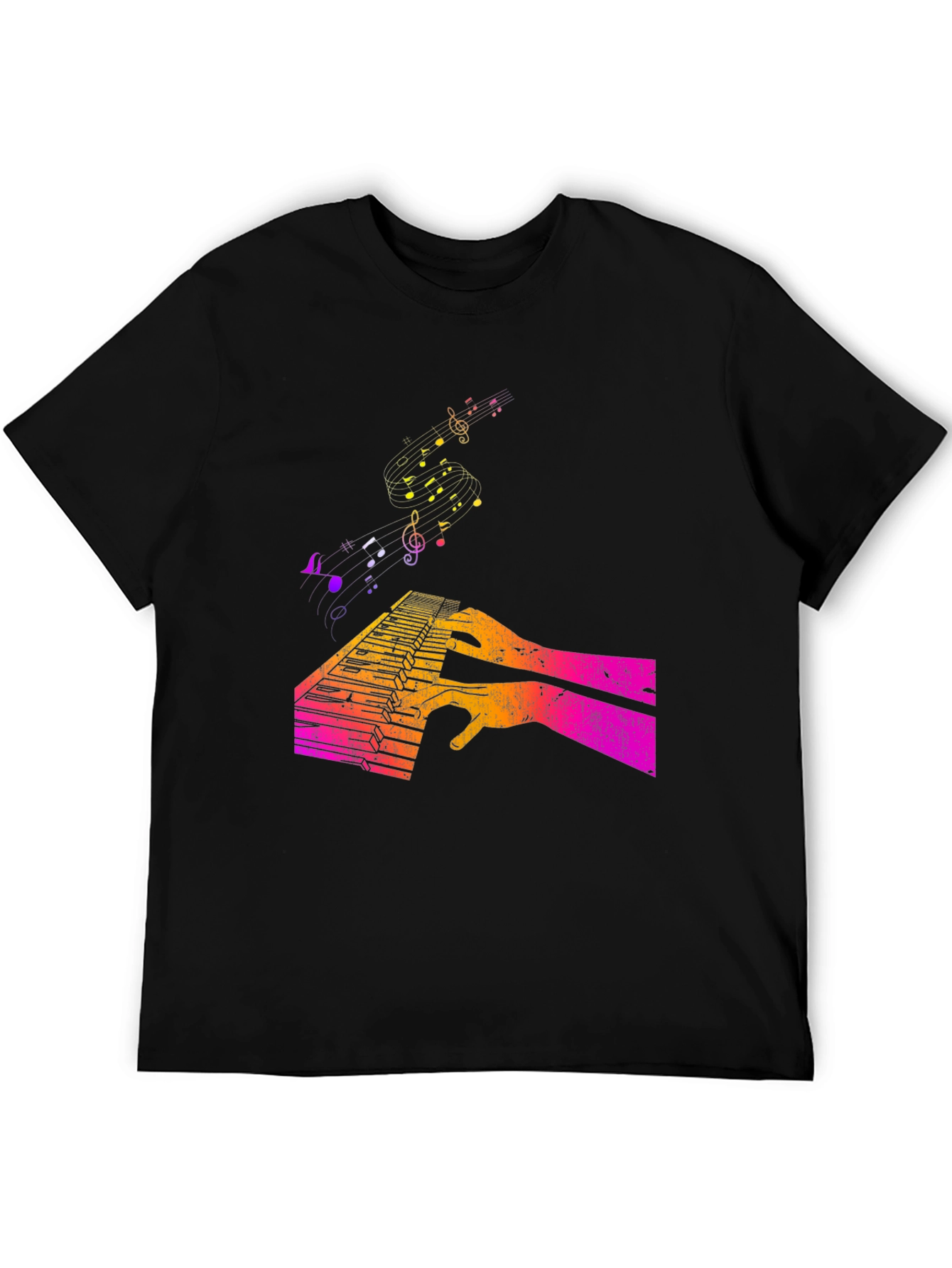 Black Piano Keys & Music Notes Graphic T-Shirt view 5