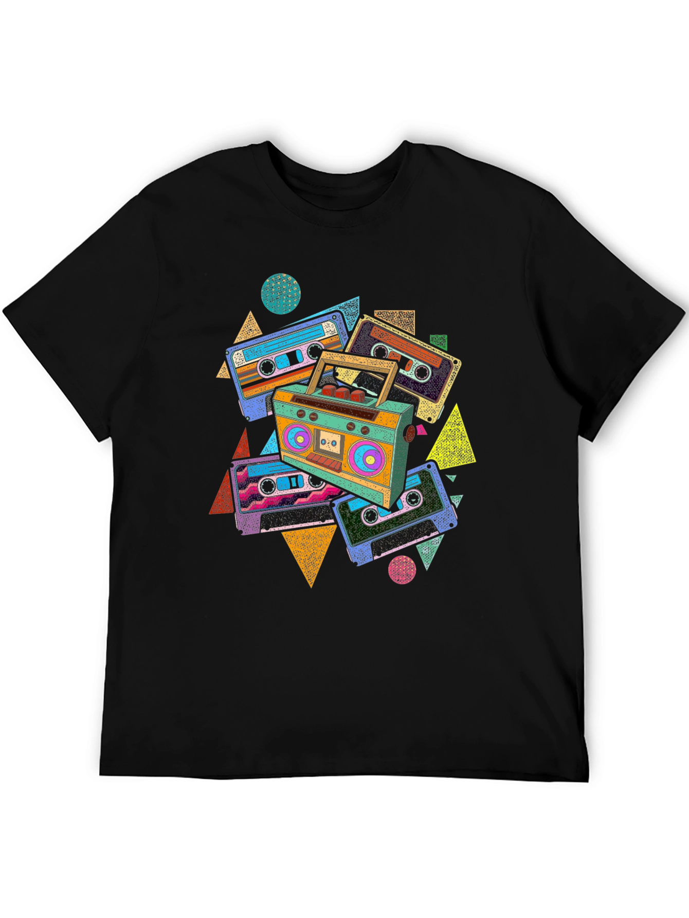 Black Retro Cassette T-Shirt - Vintage Boombox Graphic Tee view 5