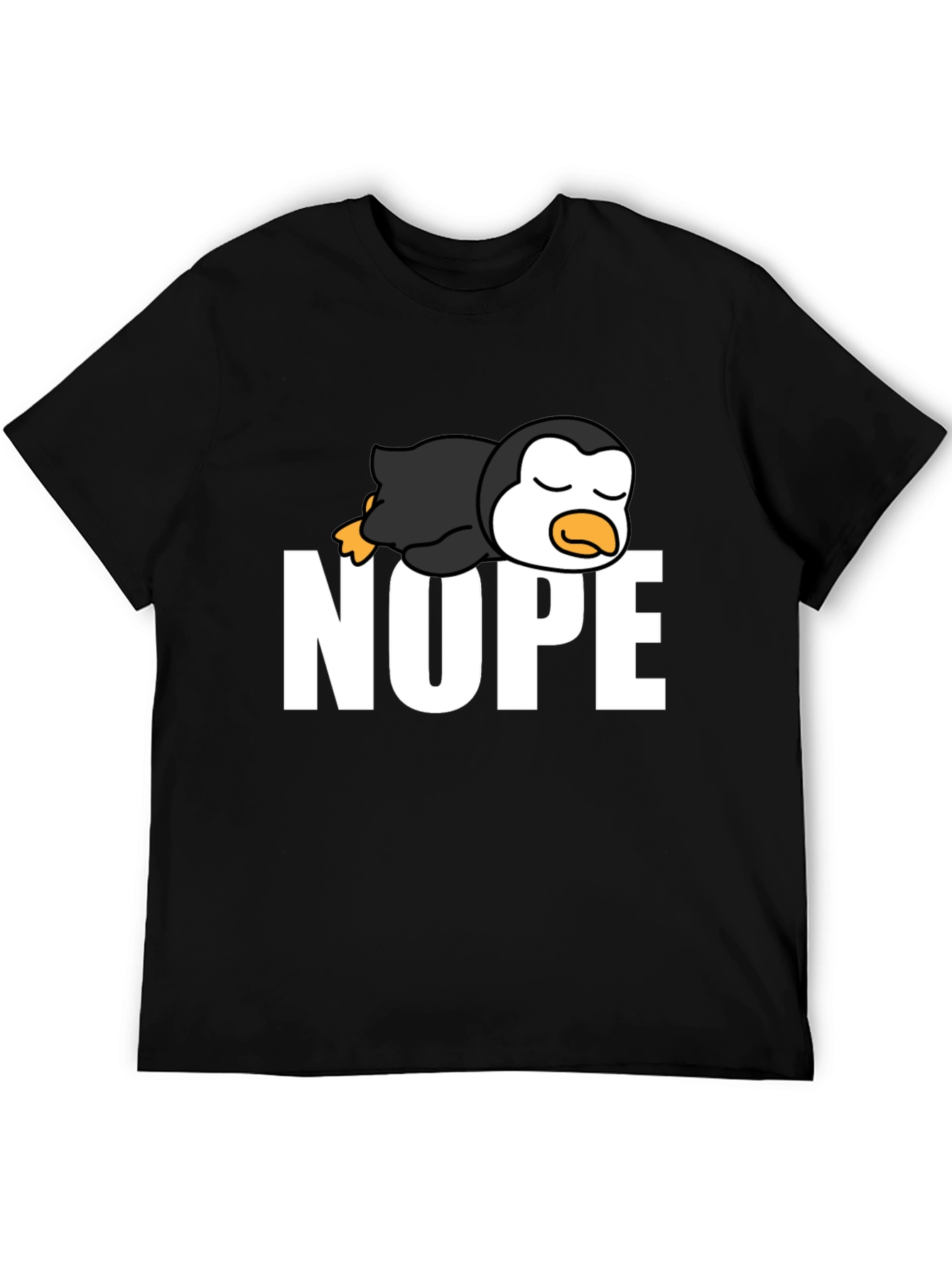 Black Nope Lazy Penguin Black T-Shirt view 5