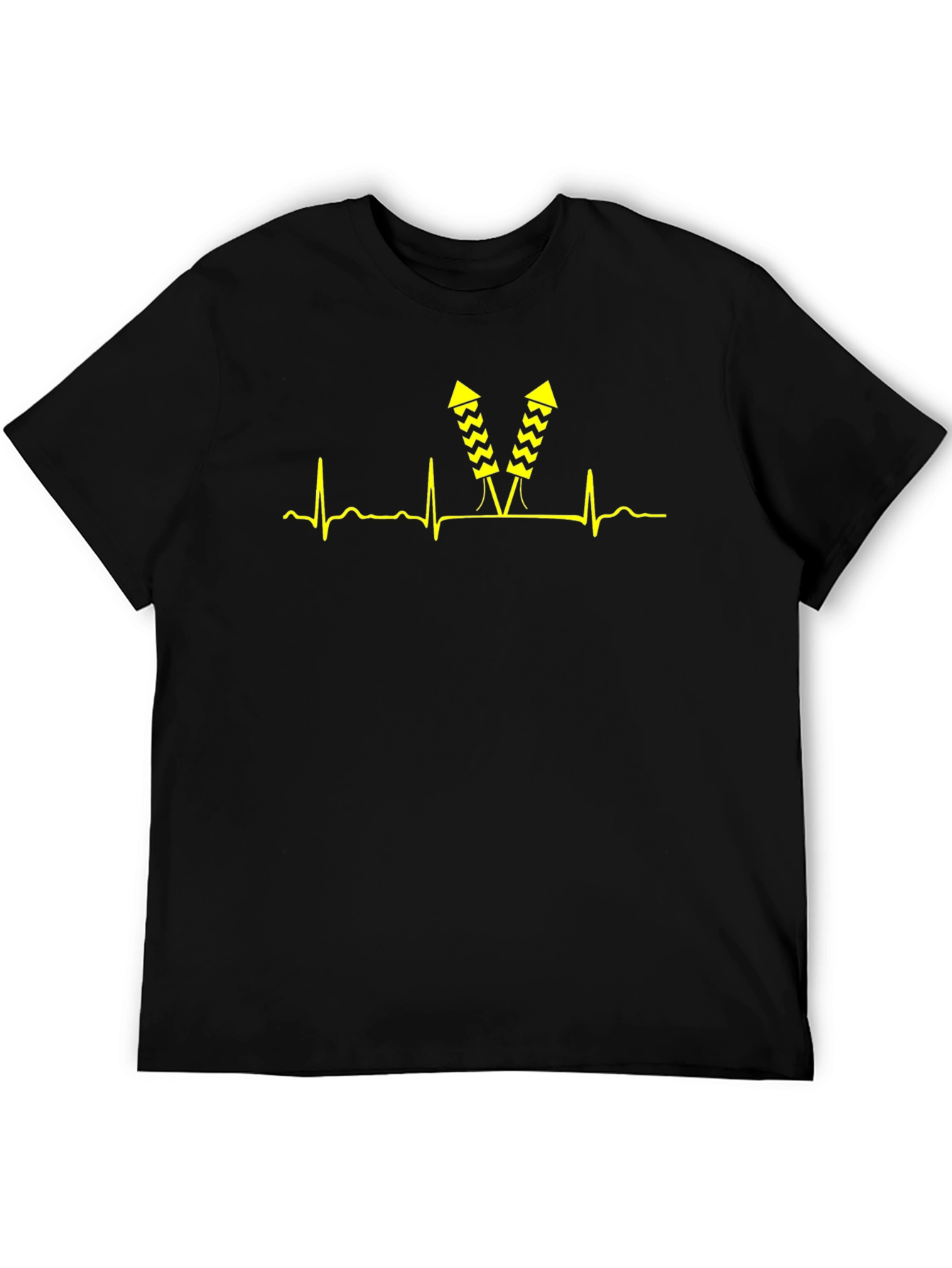 Black Fireworks Heartbeat T-Shirt - Black view 5