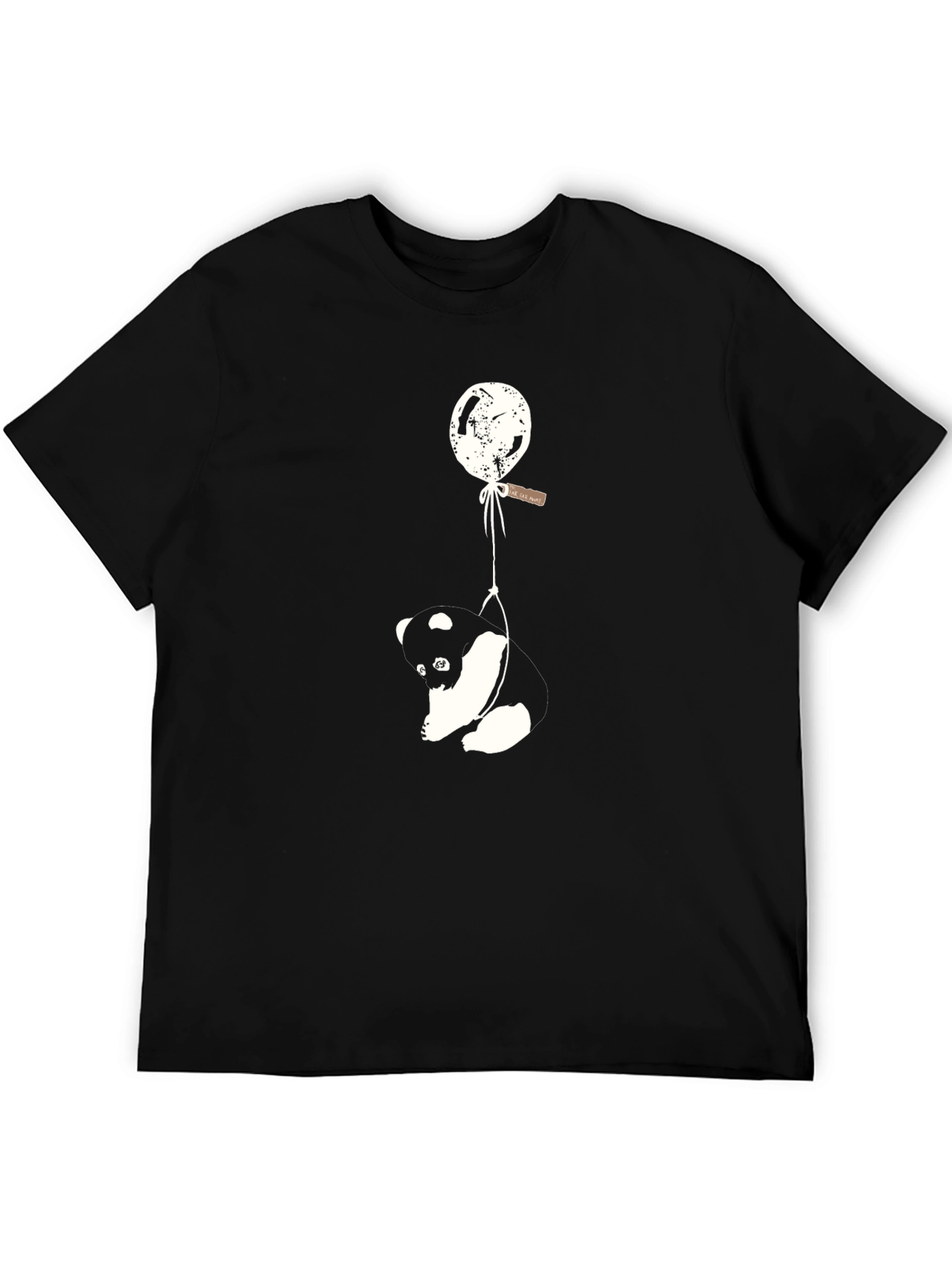 Black Panda Balloon Graphic Tee - Relaxed Fit Black T-Shirt view 5