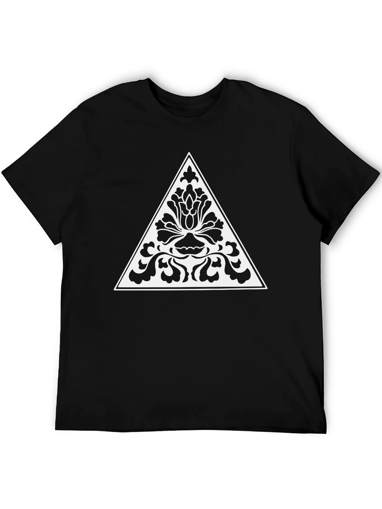 Black Black T-Shirt with Floral Triangle Print view 5