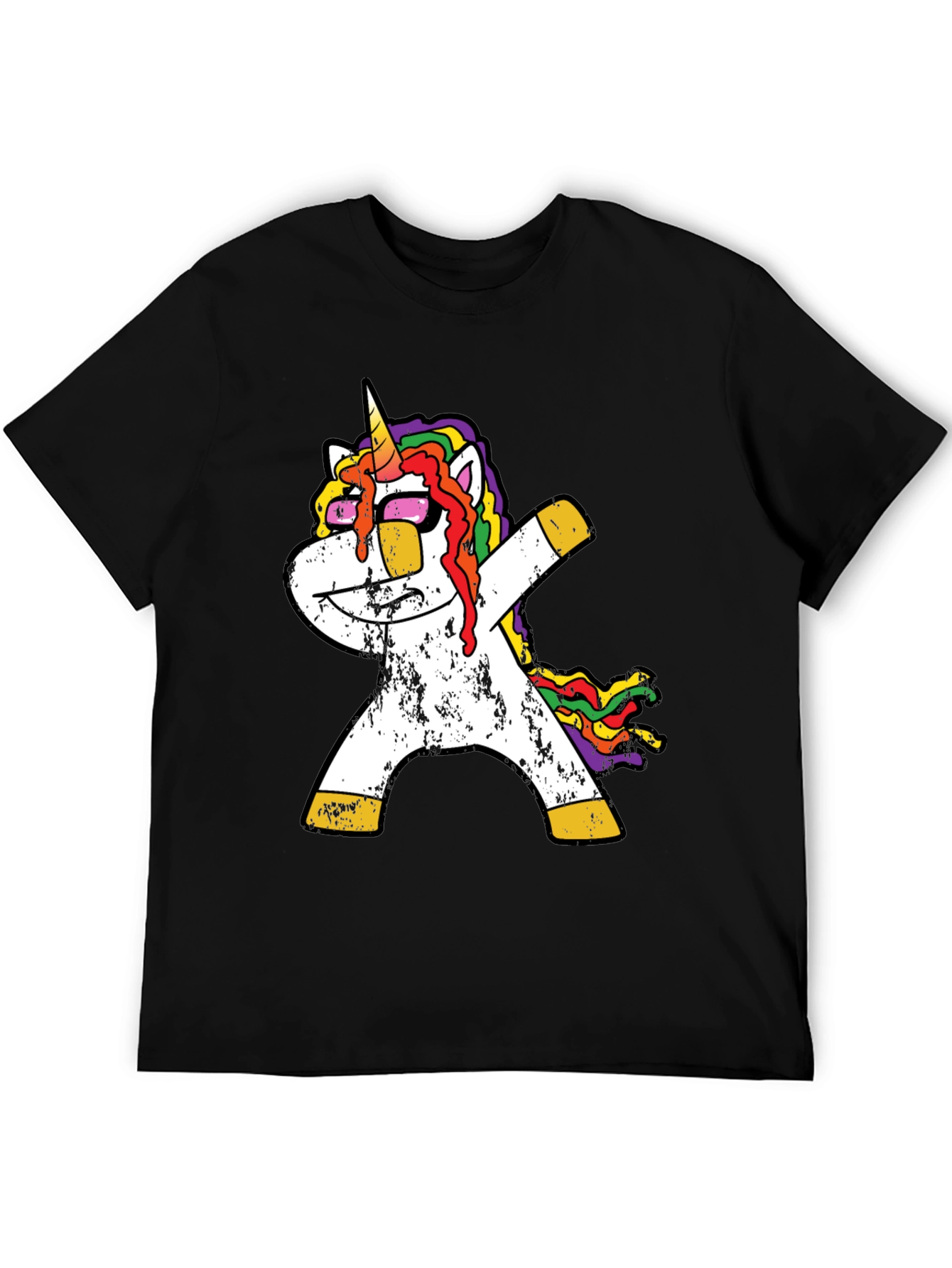 Black Dabbing Unicorn Graphic Tee - Black Casual T-Shirt view 5
