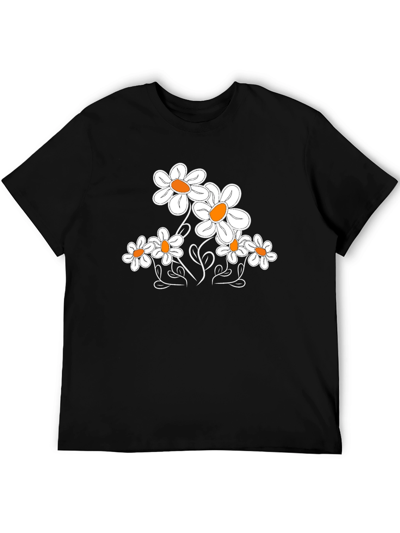 Black Daisy Graphic T-Shirt - Classic Black Tee view 5