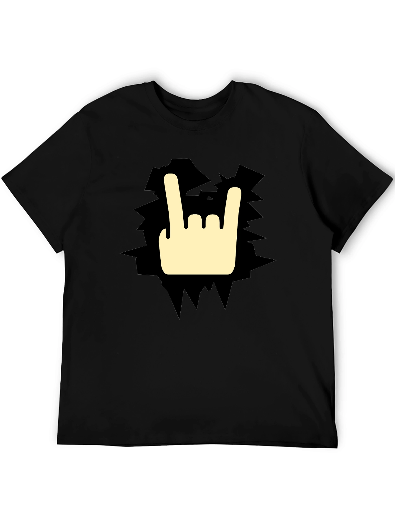 Black Rock On Graphic Tee - Black Cotton T-Shirt view 5