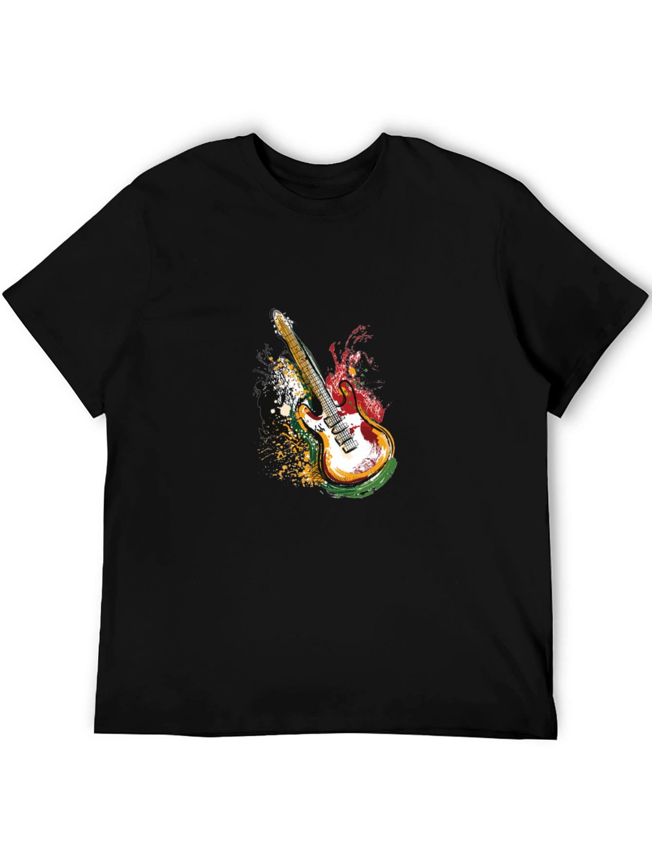 Black Electric Guitar Graphic T-Shirt - Black view 5
