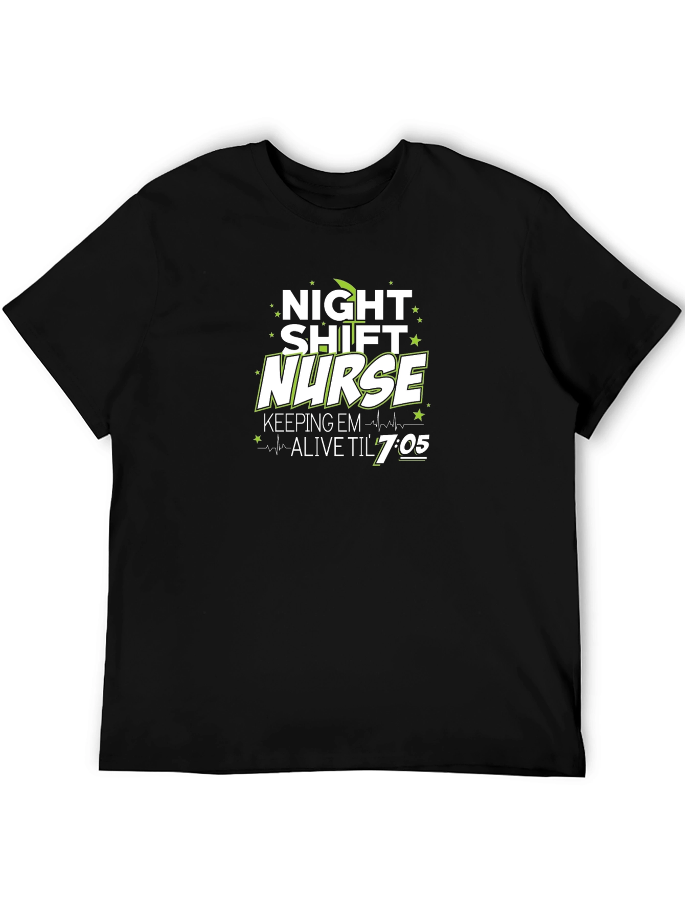 Black Night Shift Nurse T-Shirt - Keeping Em Alive 'Til 7:05! view 5