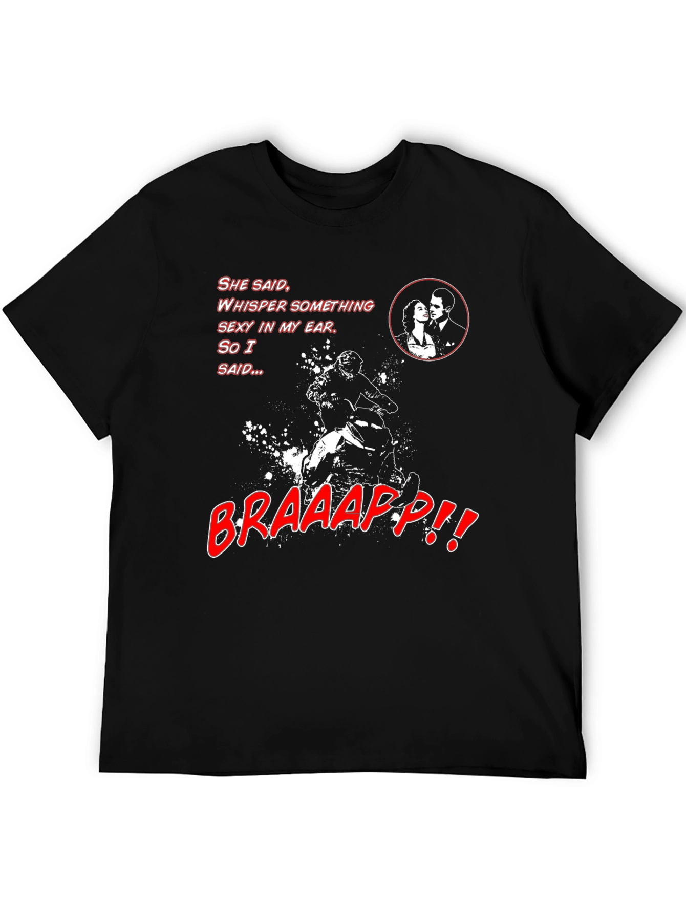 Black Funny Motorcycle T-Shirt - "Braaap" Humor Tee view 5