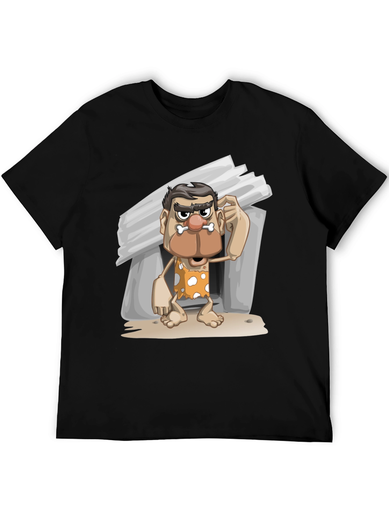 Black Funny Caveman Graphic T-Shirt view 5