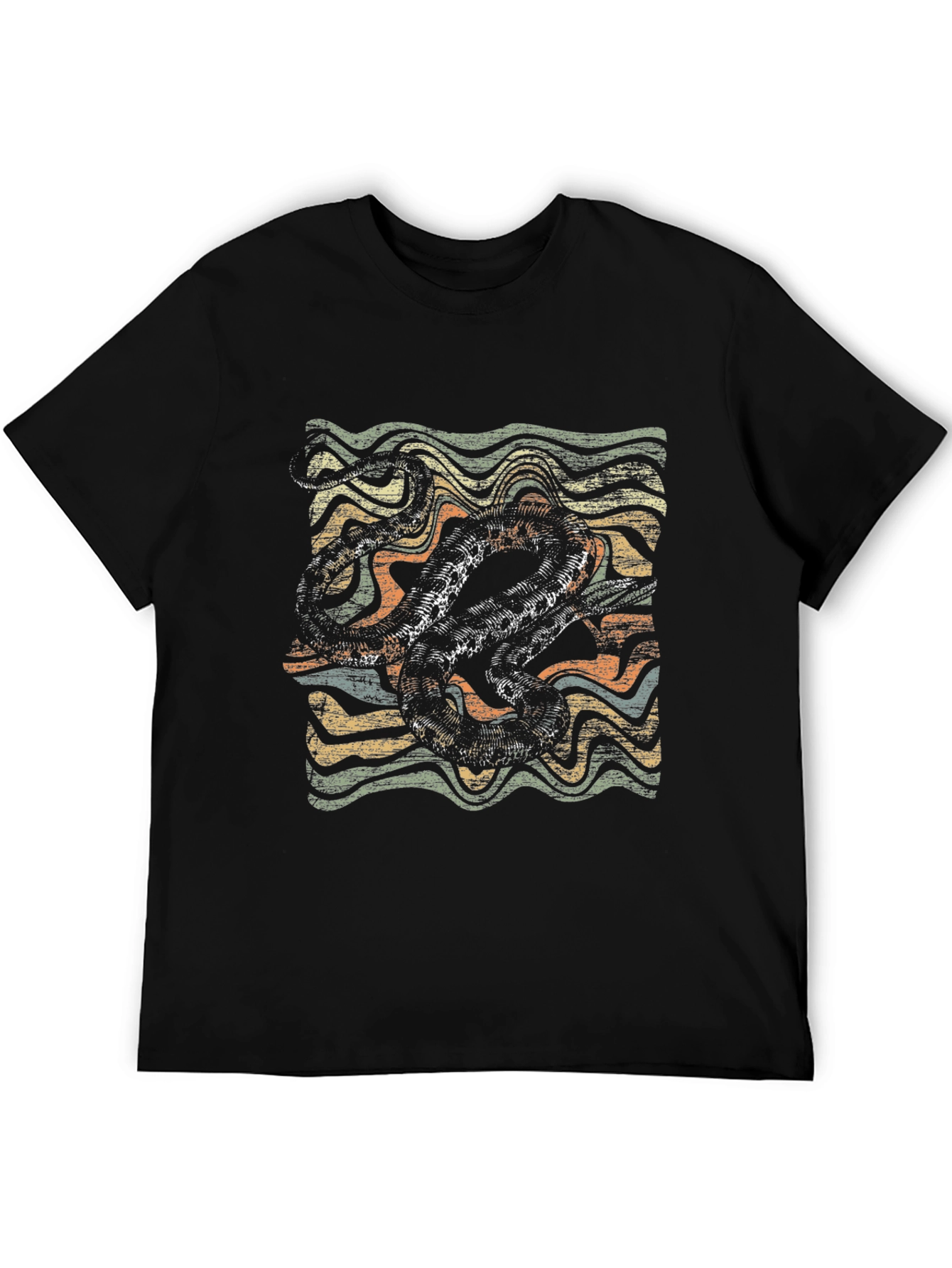 Black Retro Octopus Graphic T-Shirt - Vintage Style view 5