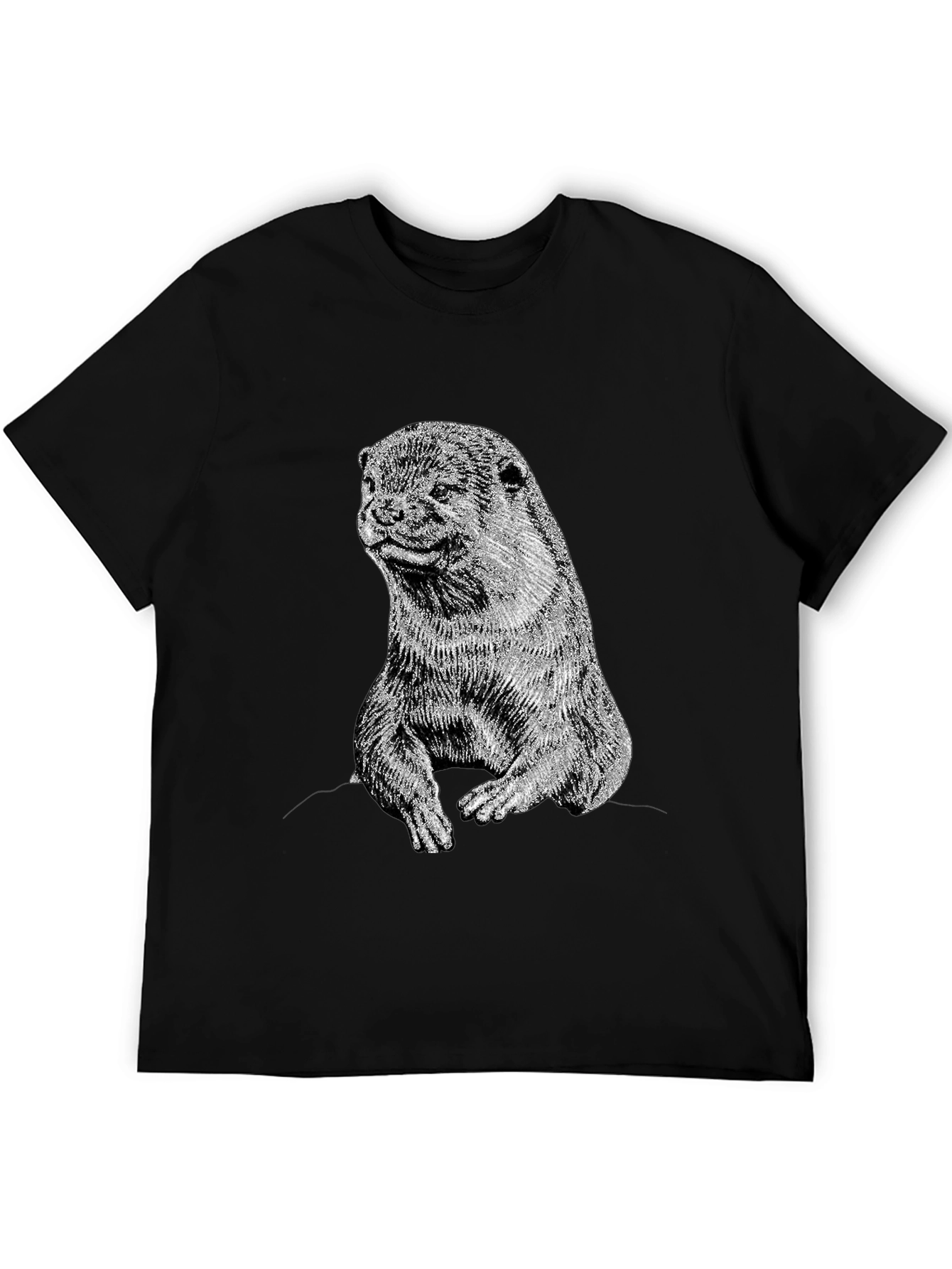 Black Otter Graphic T-Shirt - Black, Animal Lover Tee view 5