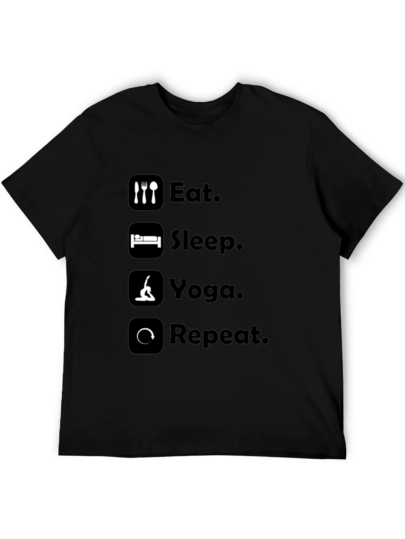 Black Eat Sleep Yoga Repeat Graphic Tee - Black T-Shirt view 5