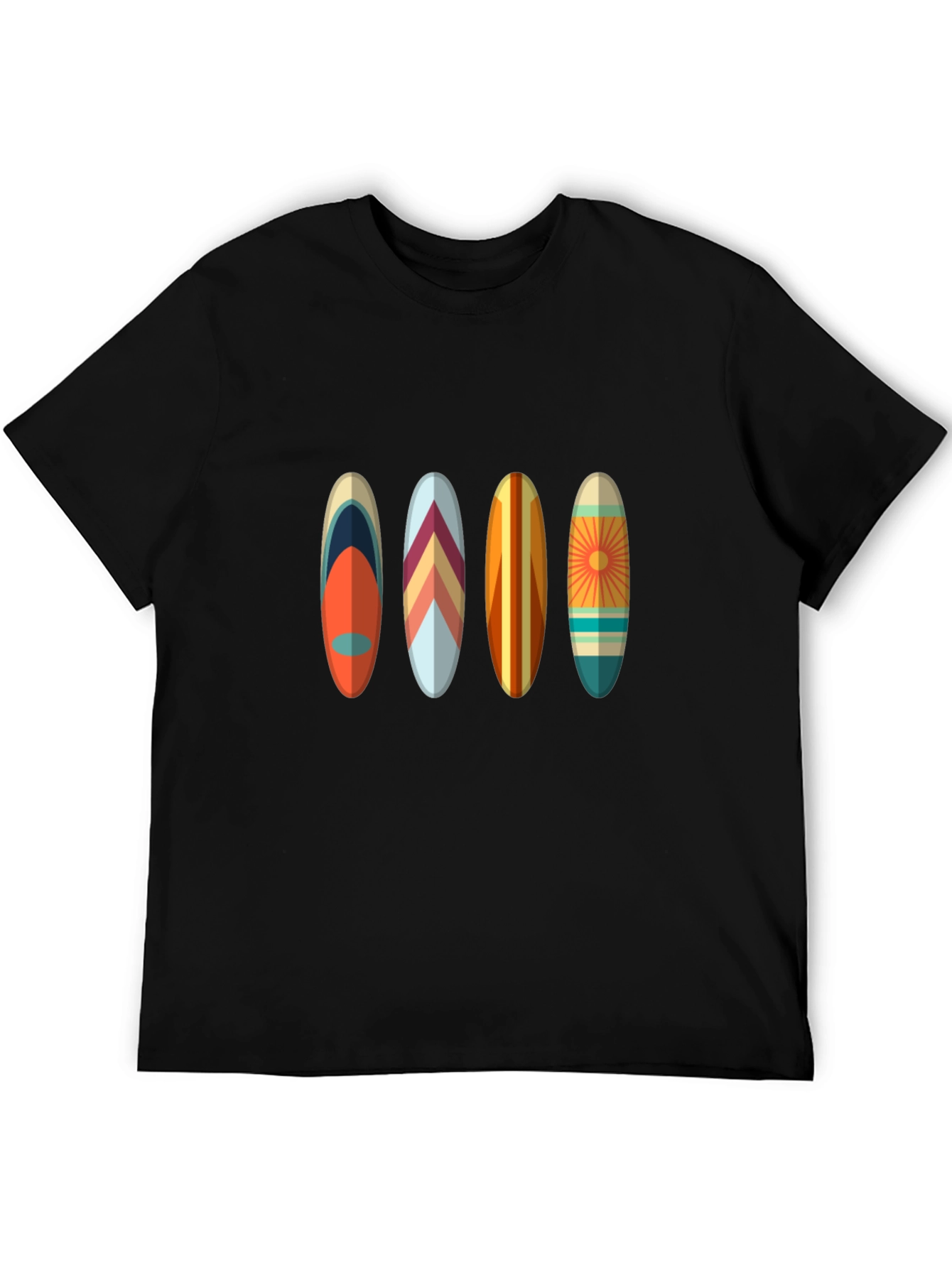 Black Retro Surfboard Tee - Vintage Beach Vibes view 5