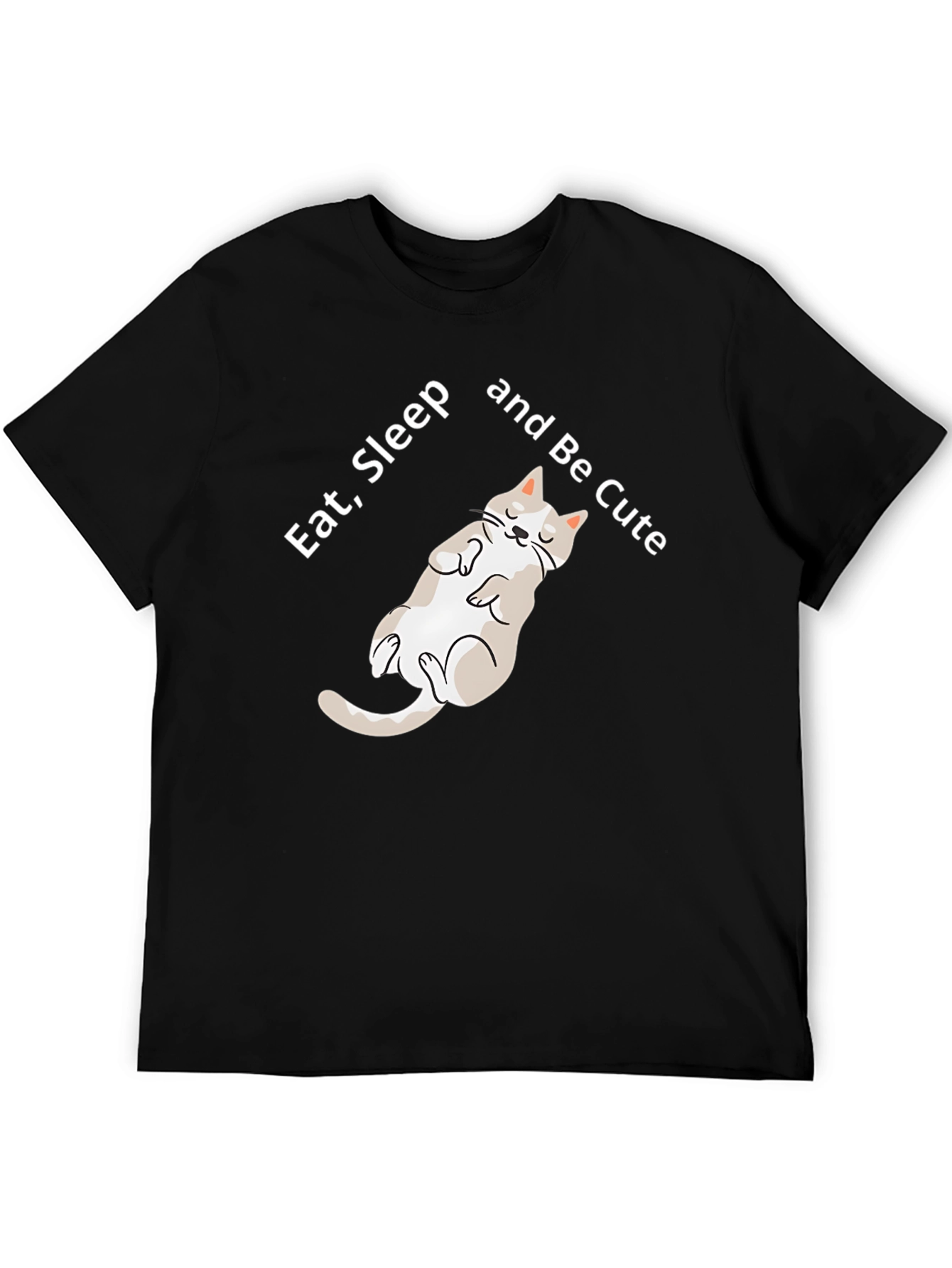 Black Eat Sleep Be Cute Cat Graphic T-Shirt view 5