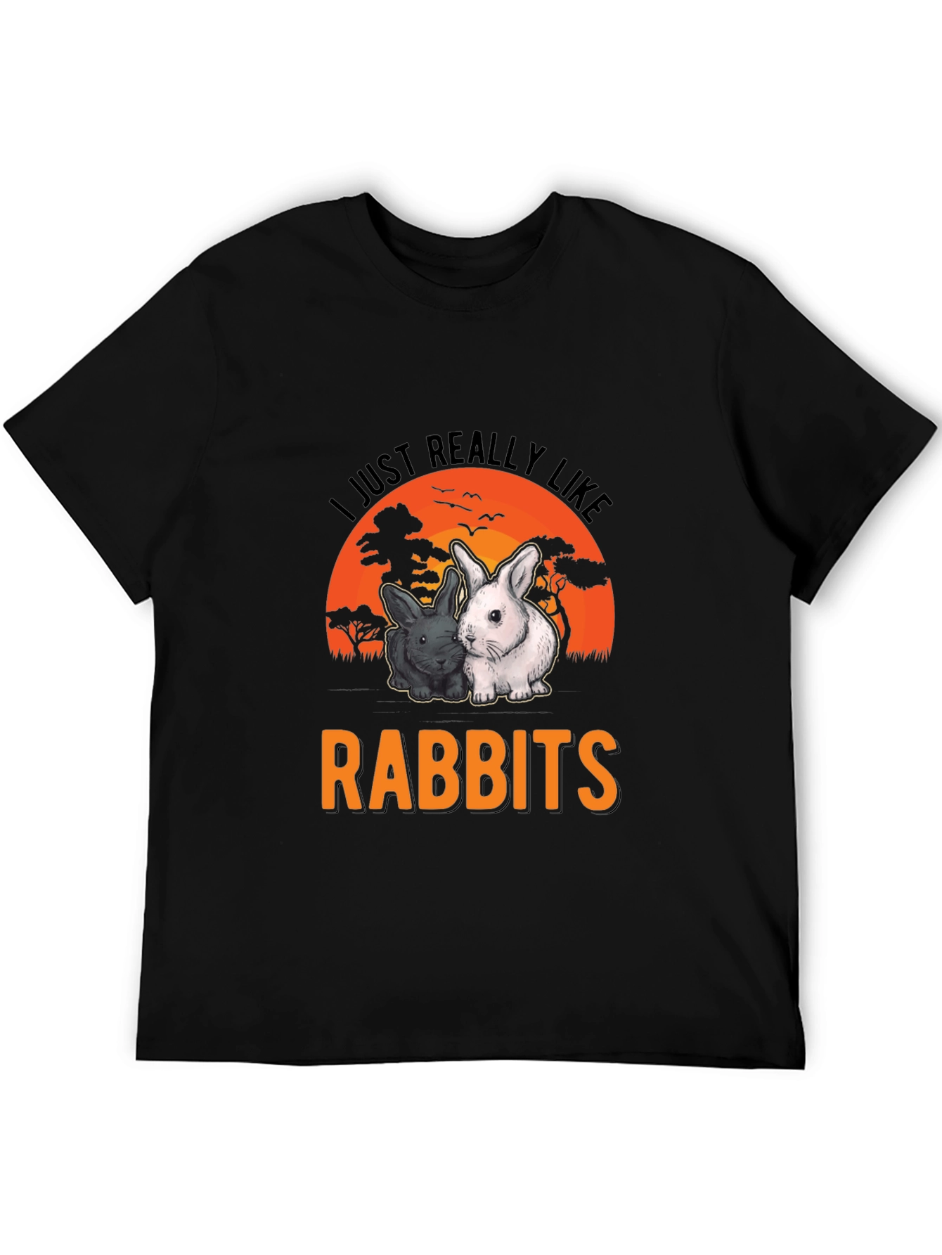 Black I Just Really Like Rabbits T-Shirt view 5
