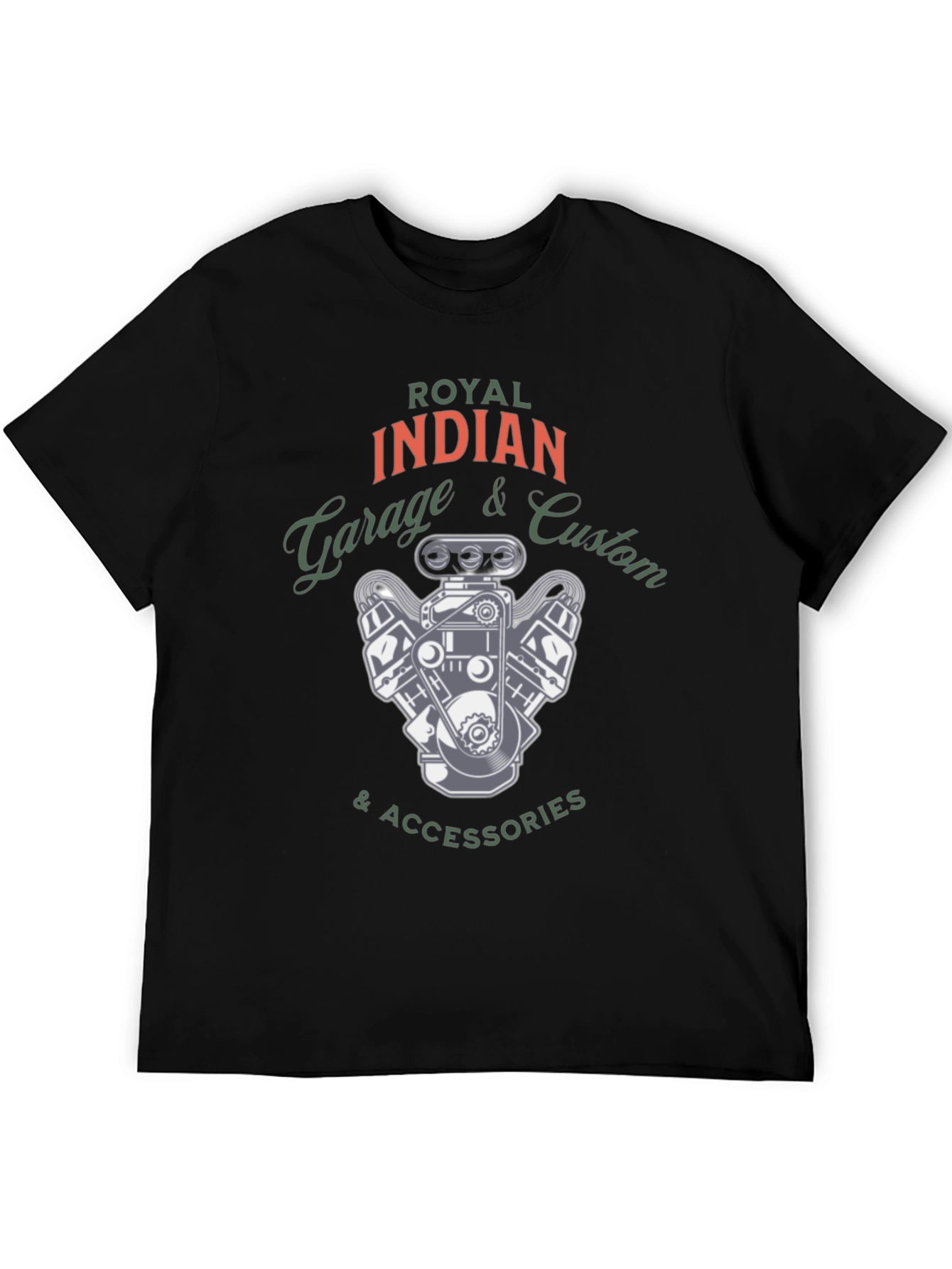 Black Royal Indian Garage Custom Tee - Automotive Inspired Design view 5