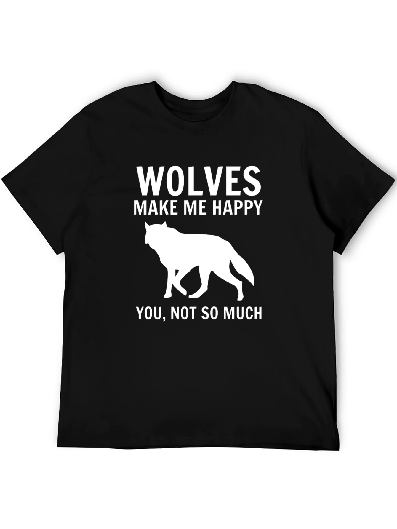 Black Wolves Make Me Happy Graphic Tee - Funny Wolf Lover Shirt view 5