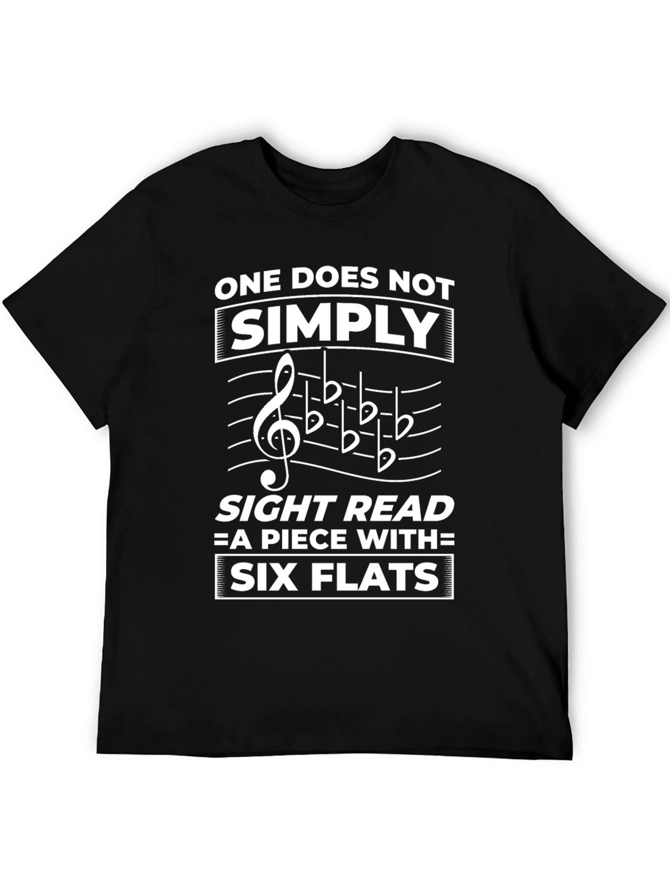Black One Does Not Simply Sight Read Six Flats T-Shirt view 5