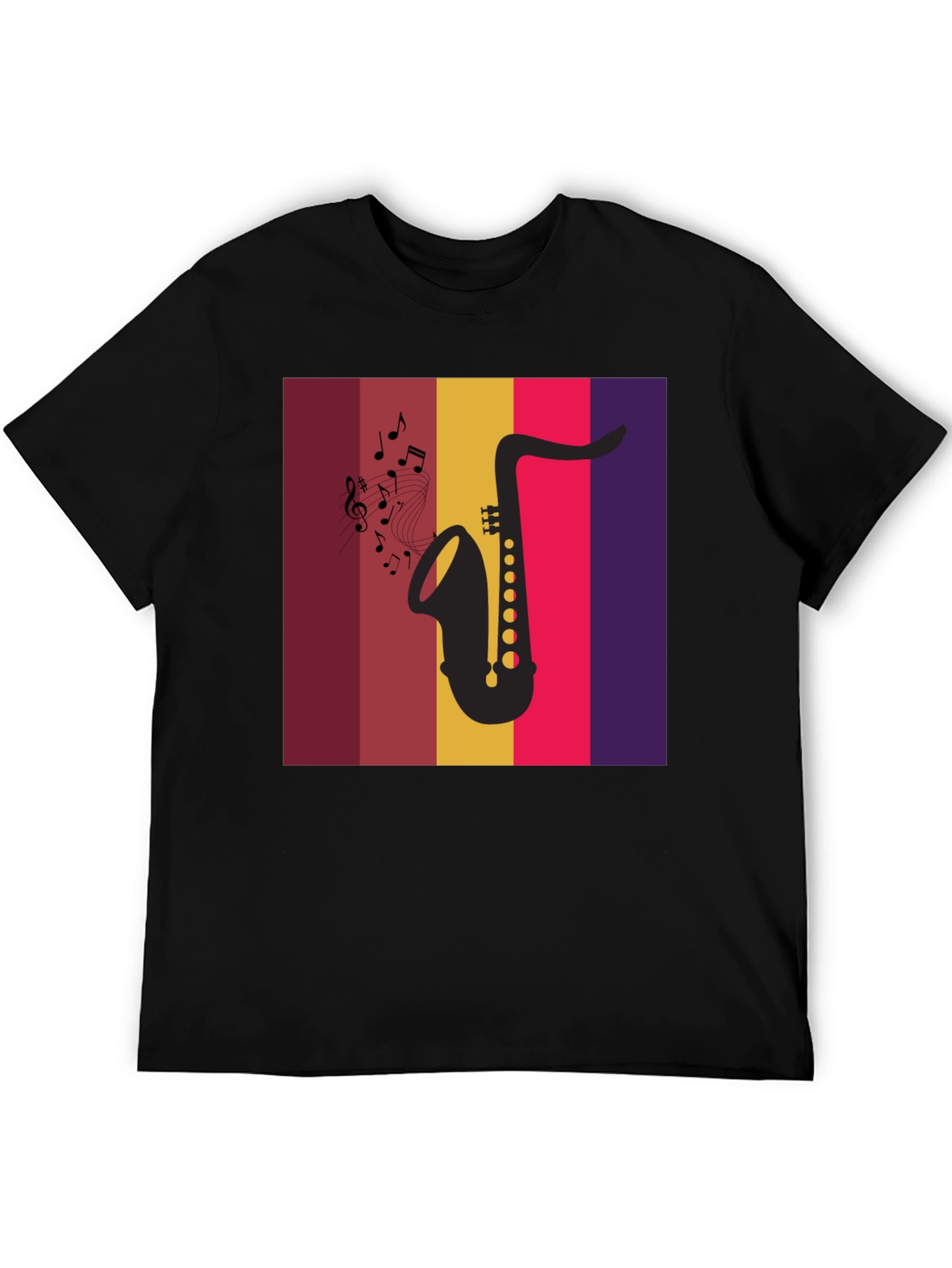 Black Saxophone Music Graphic Tee - Retro Style  view 5