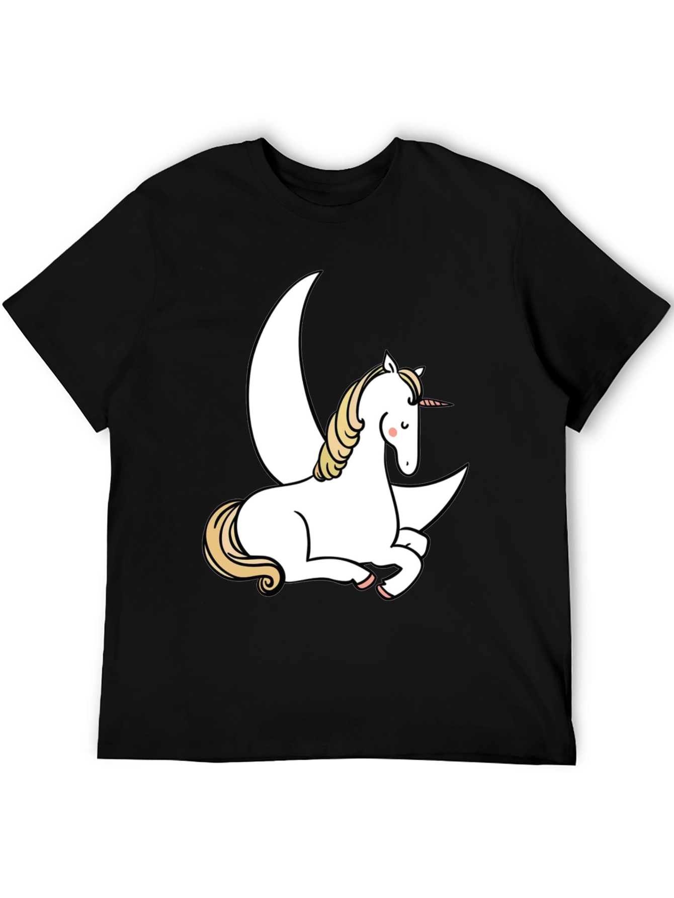 Black Unicorn Moon Graphic Tee - Black Cotton Blend Shirt view 5