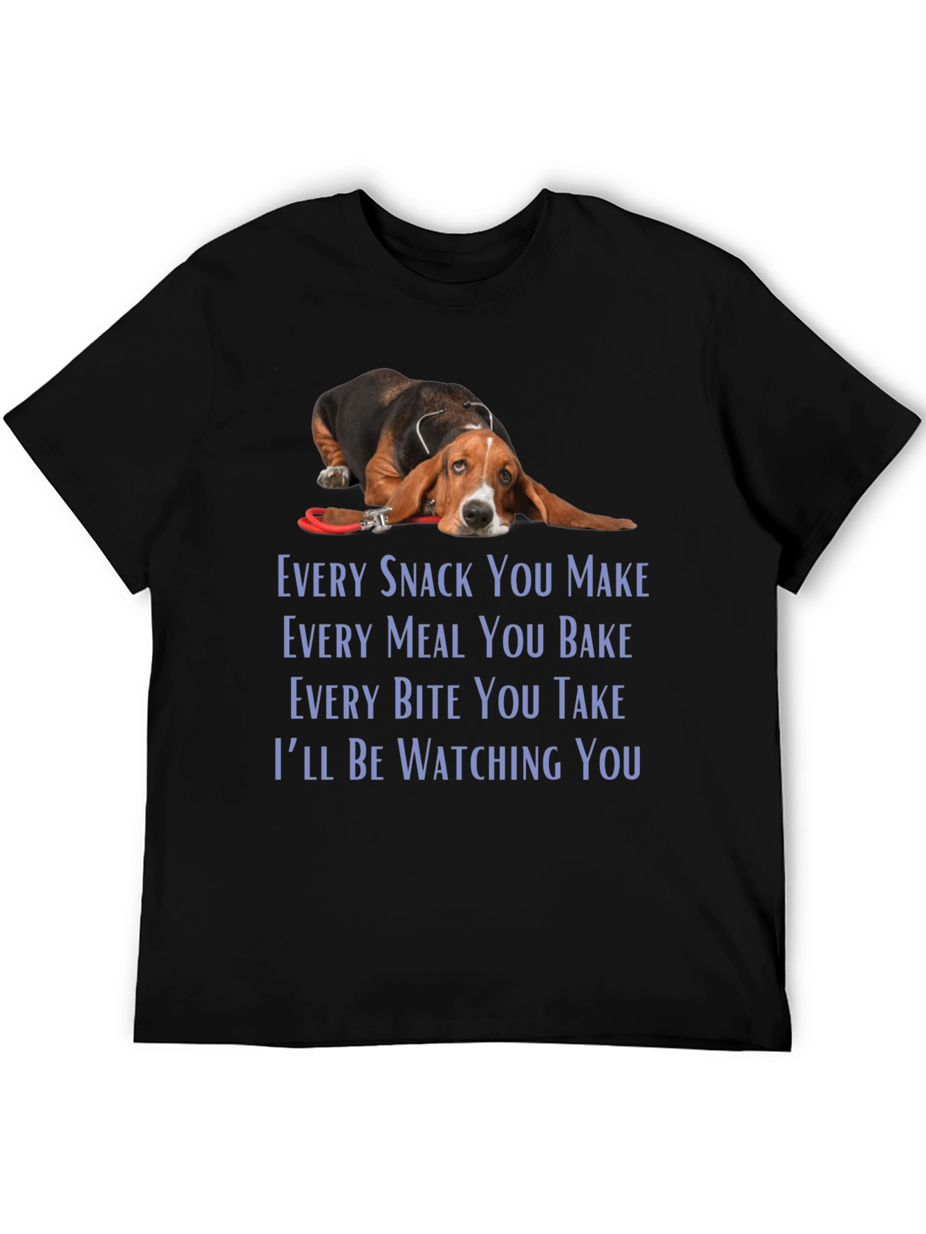 Black Bassett Hound Dog T-Shirt - Every Snack You Make view 5