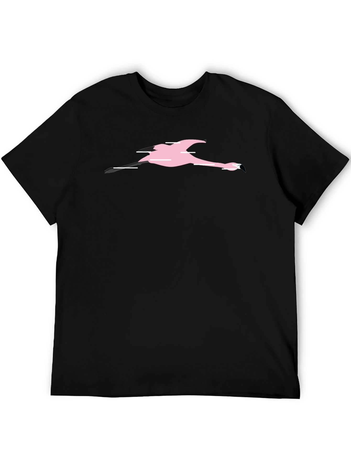Black Black T-Shirt with Pink Flamingo Graphic view 5