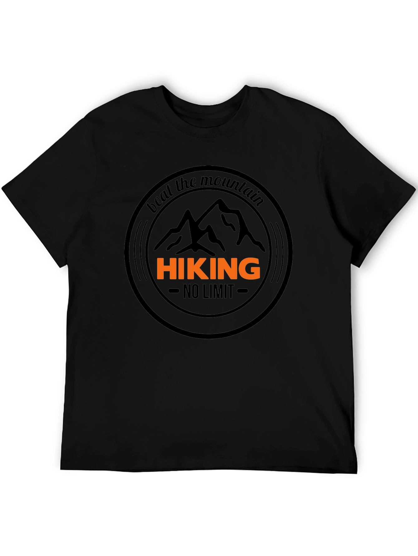 Black Hiking T-Shirt - Beat The Mountain - Black Cotton Tee view 5