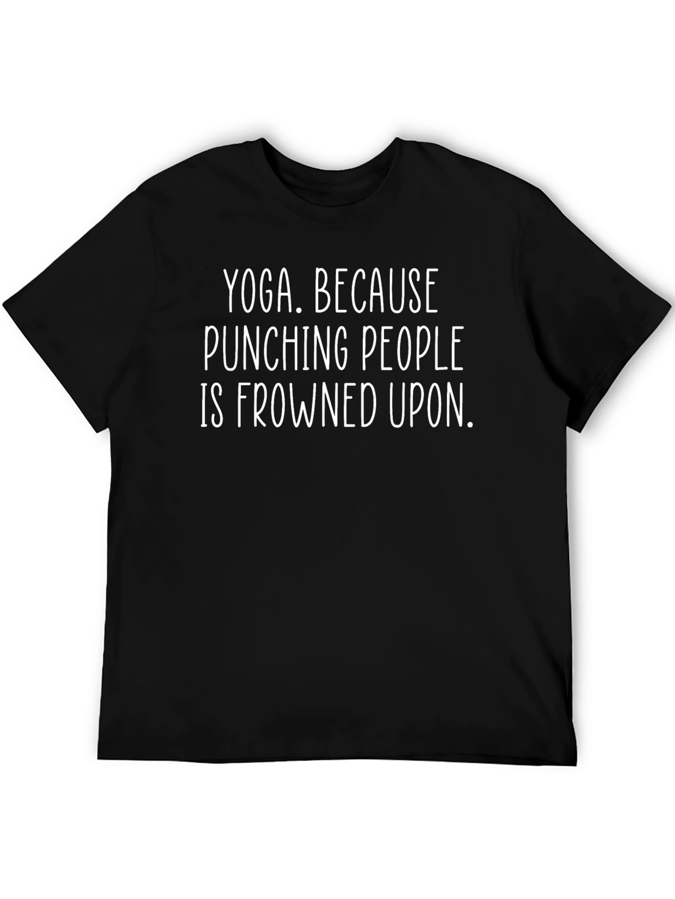 Black Yoga Because Punching People T-Shirt view 5
