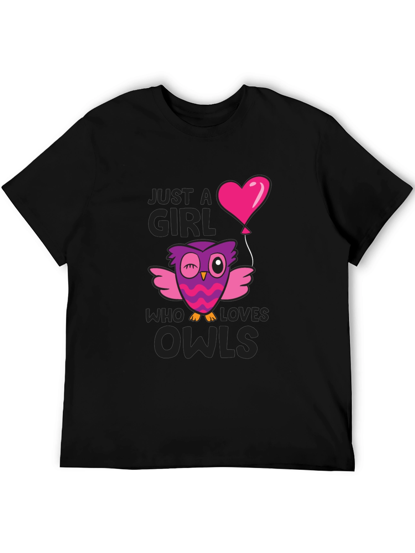 Black Just A Girl Who Loves Owls T-Shirt view 5