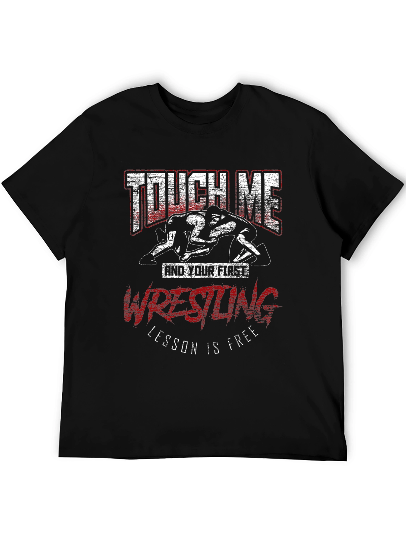 Black Touch Me Wrestling T-Shirt - Funny Graphic Tee view 5