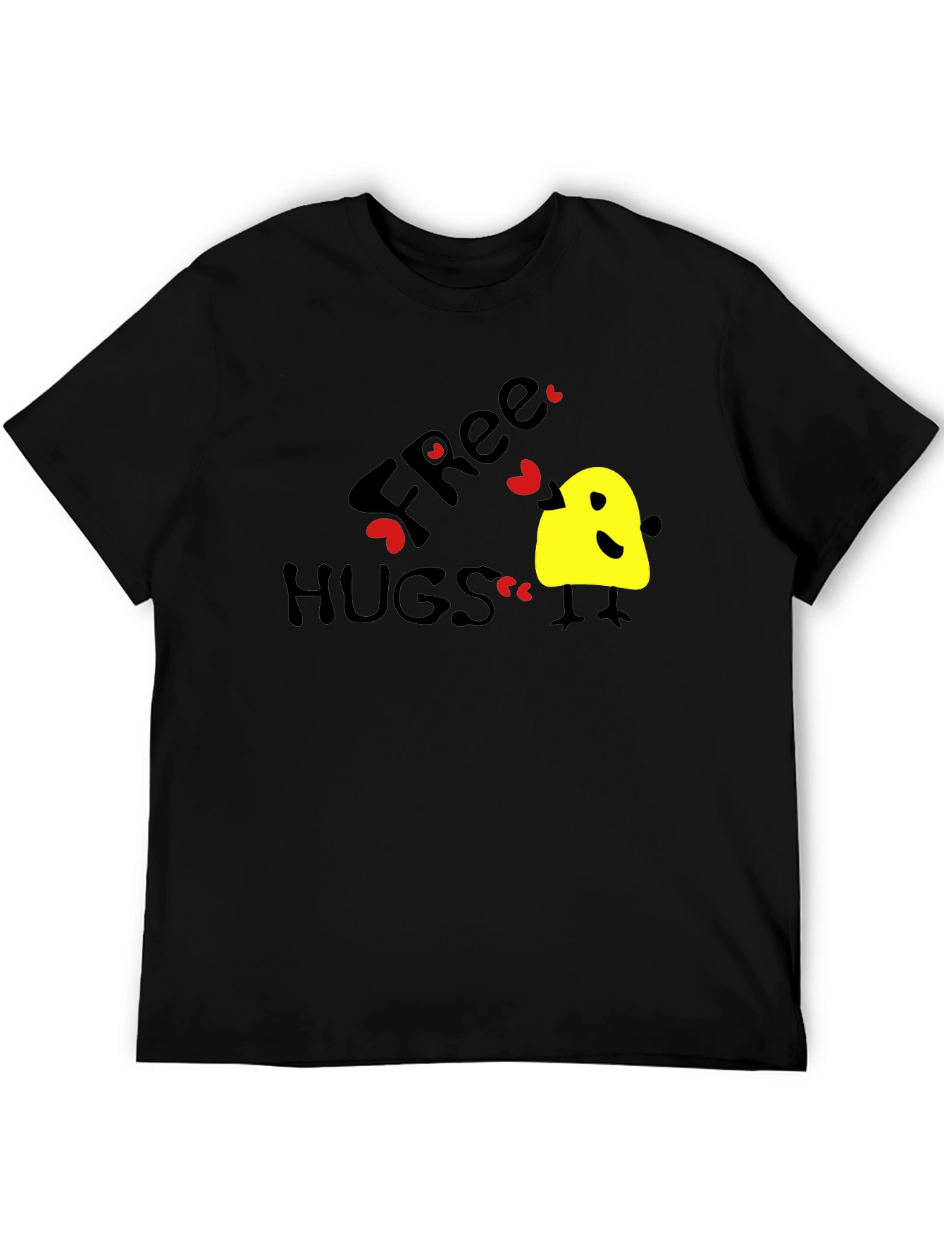 Black Free Hugs Graphic Tee - Black Cotton T-Shirt view 5