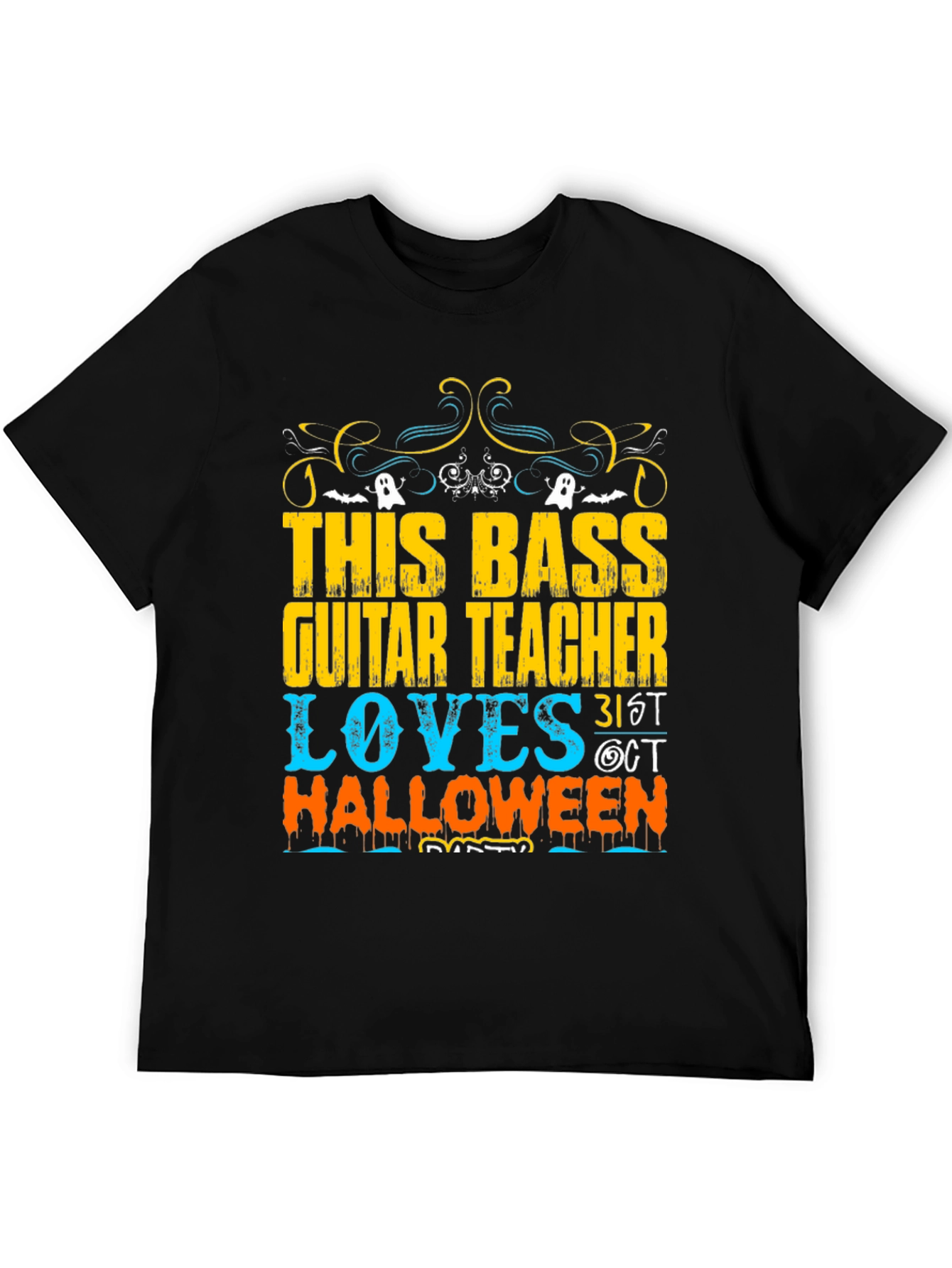 Black Bass Guitar Teacher Halloween T-Shirt view 5