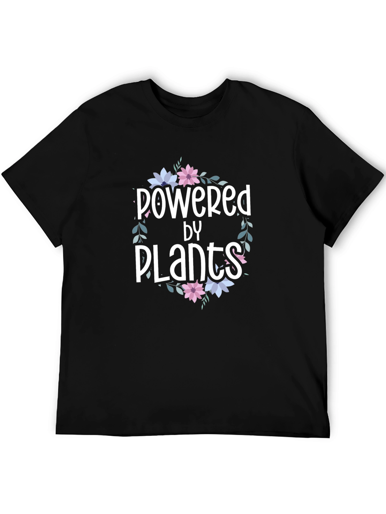 Black Powered by Plants T-Shirt - Vegan Tee view 5