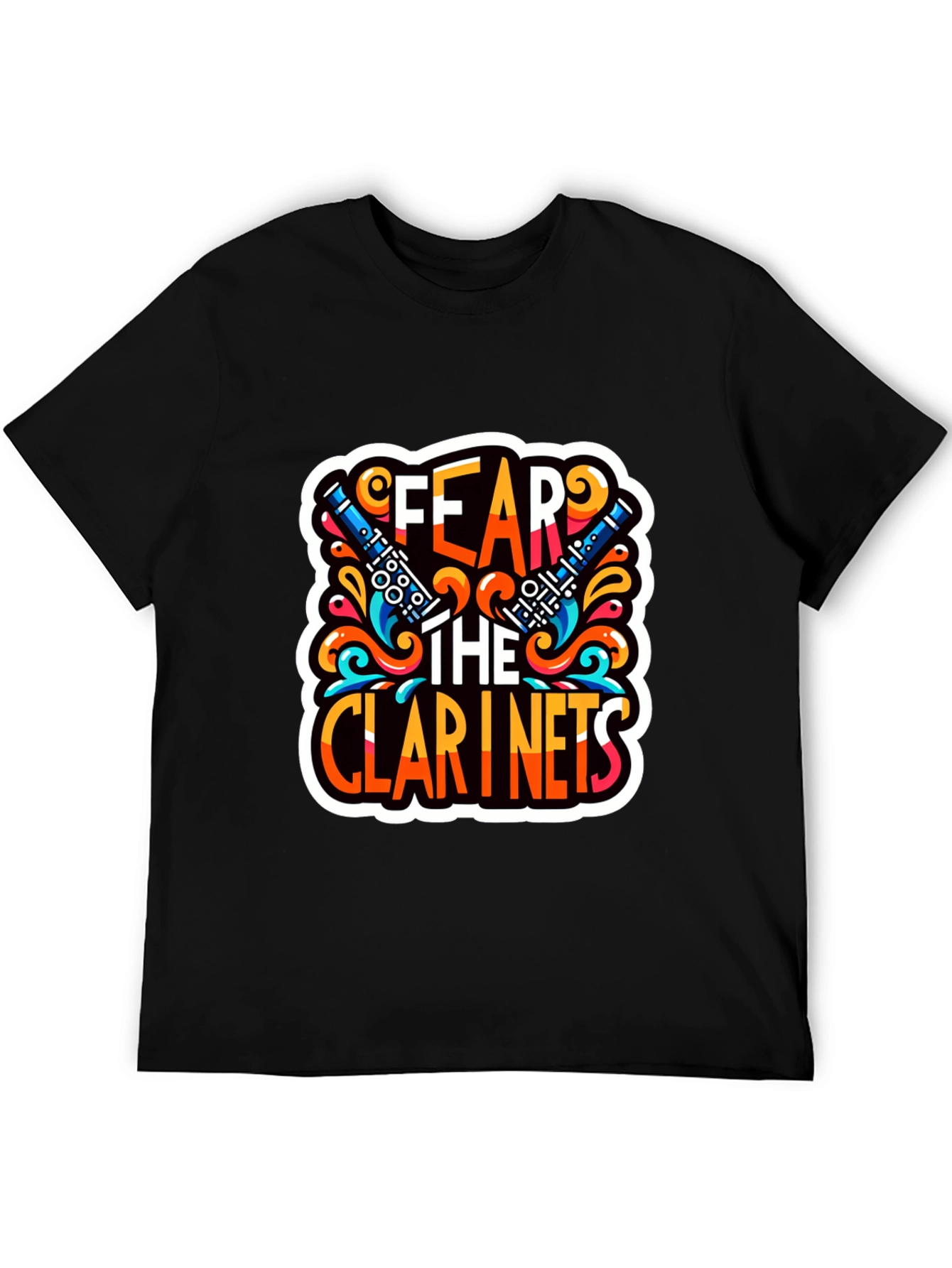 Black Fear the Clarinets Graphic T-Shirt - Music Lover Tee view 5